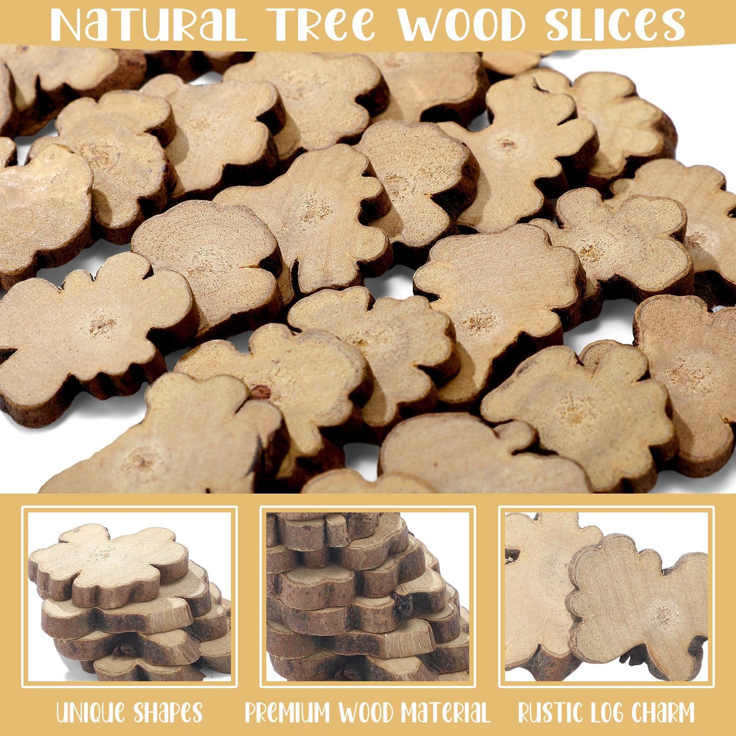 Gerrii 90 Pcs Irregular Wood Slices Log Slices for Centerpieces Small Unfinished Wood Craft Natural Tree Decoration for Table DIY Craft Art Christmas Ornament Engraving Cup Coaster Home Decor