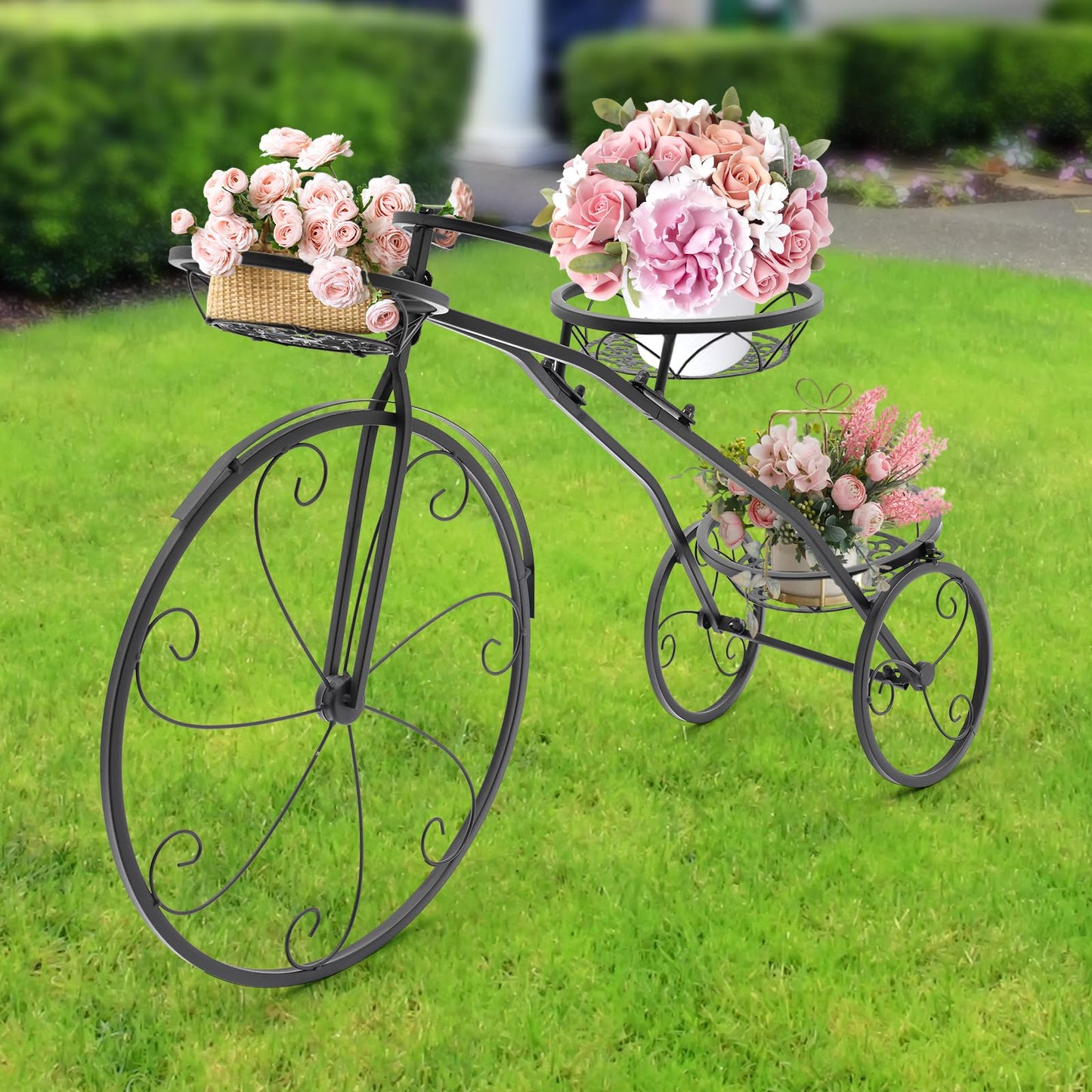 Crtohbnl Tricycle Plant Stand Large Detachable Bicycle Flower Shelf Flower Pot Cart Holder for Home Garden Patio