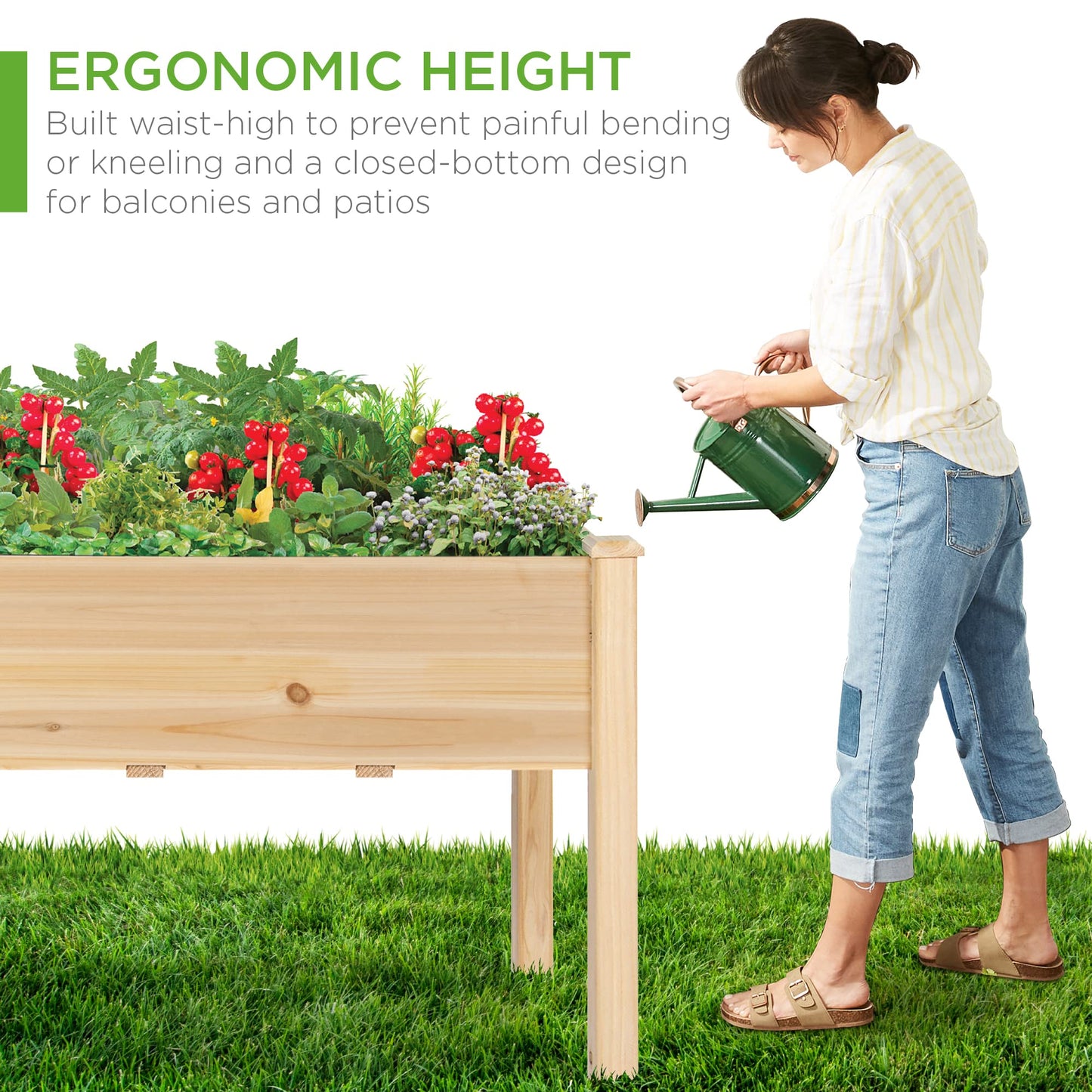 Best Choice Products 48 x 24 x 30 Inches Raised Garden Bed, Elevated Wood Planter Box Stand for Backyard, Patio, Balcony with Bed Liner, 200 Pound Capacity - Natural