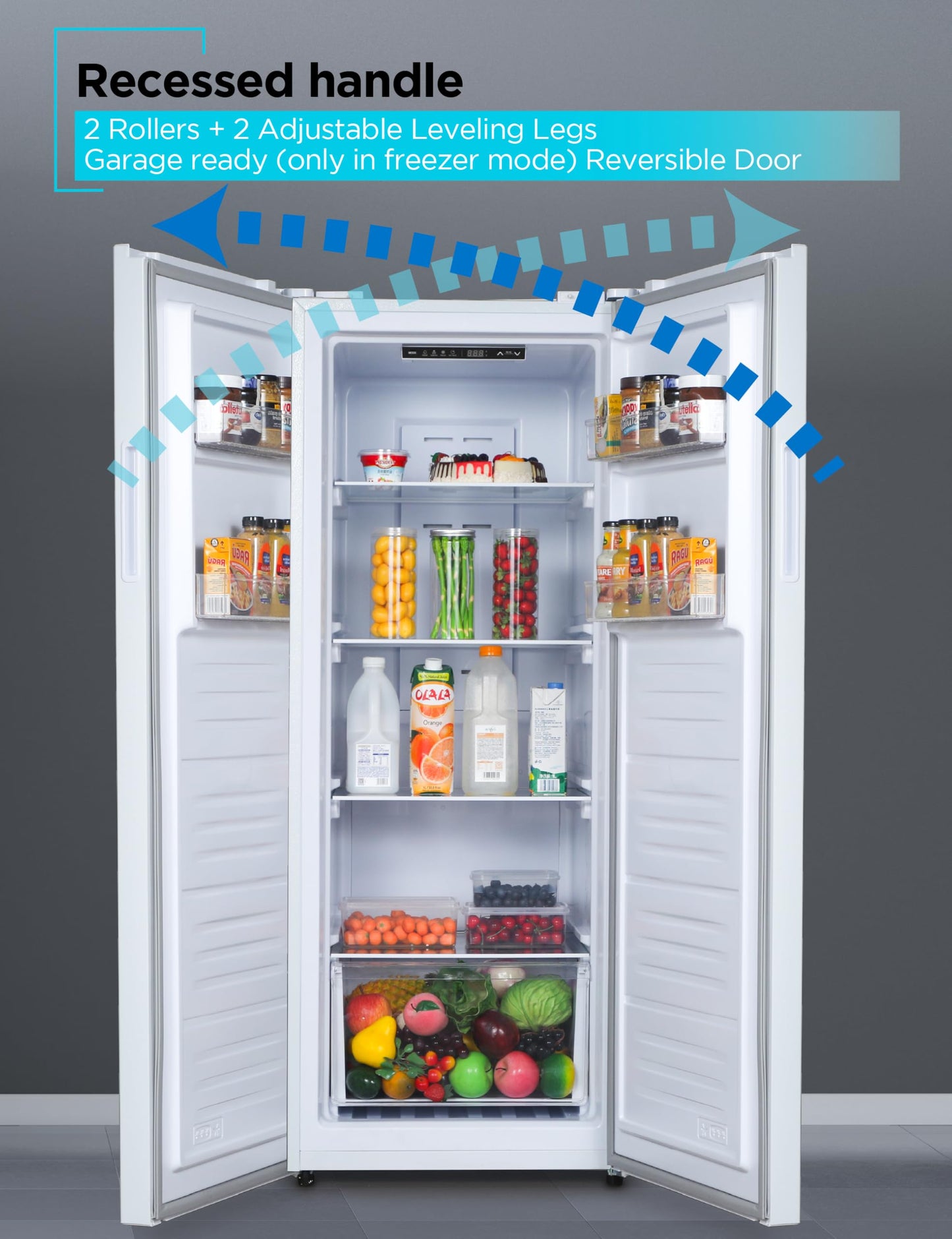 BLACK+DECKER 11 Cu. Ft. Convertible Freezer Refrigerator, Upright Freezer with Glass Shelves, Reversible Door, ENERGY STAR rated, Frost Free, BUC1100XW, White