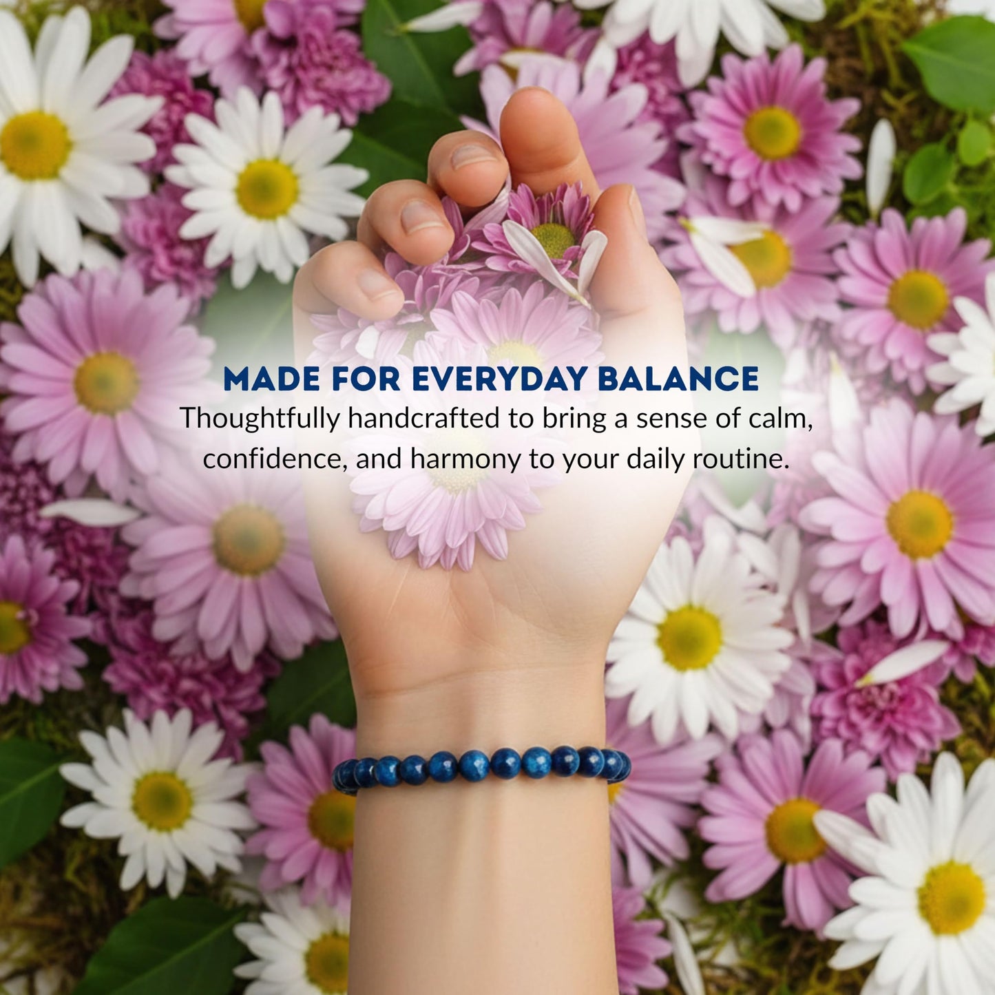Cherry Tree Collection Jade Blue Tiger's Eye Beaded Bracelet – Genuine 8mm Gemstone Stretch Bracelet for Men & Women – Handmade Crystal Bracelet - (Jade Blue Tiger's Eye - M)