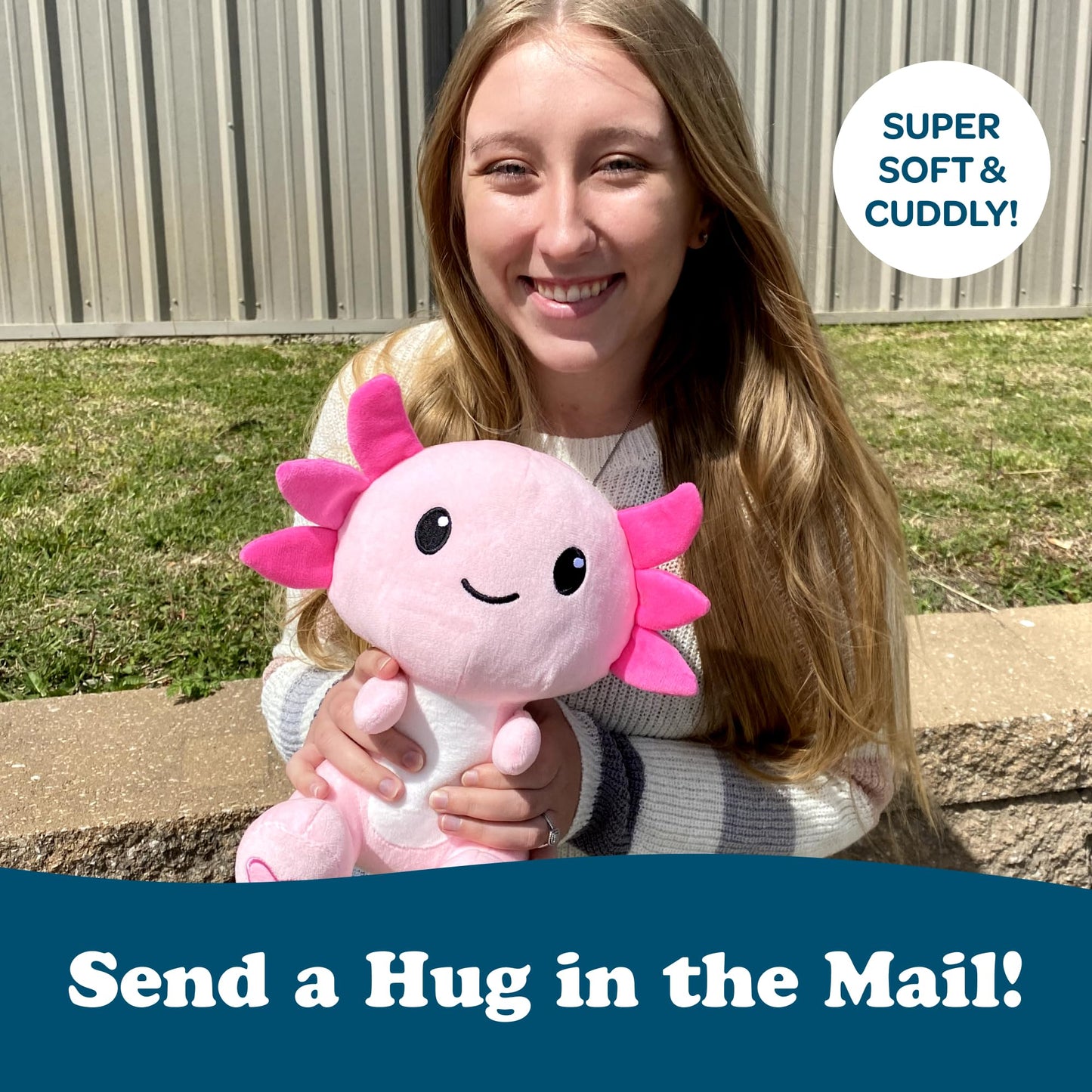 SendAFriend Alex The Axolotl Stuffed Animal Care Package, Someone Loves You Box, Great Gift for Any Reason (Miss You Notecard)