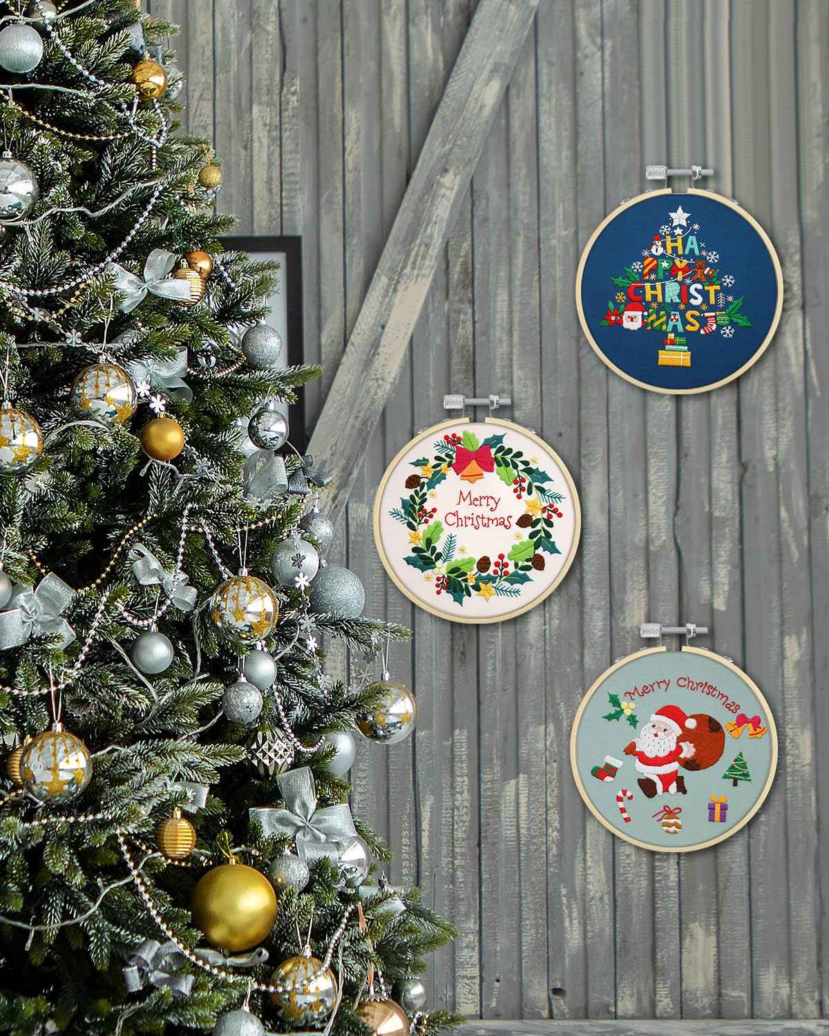 TINDTOP 16 Pieces 6 Inch Embroidery Hoops, Bamboo Frame Circle Cross Stitch Hoop Ring Embroidery Hoops Set for Embroidery and Cross Stitch
