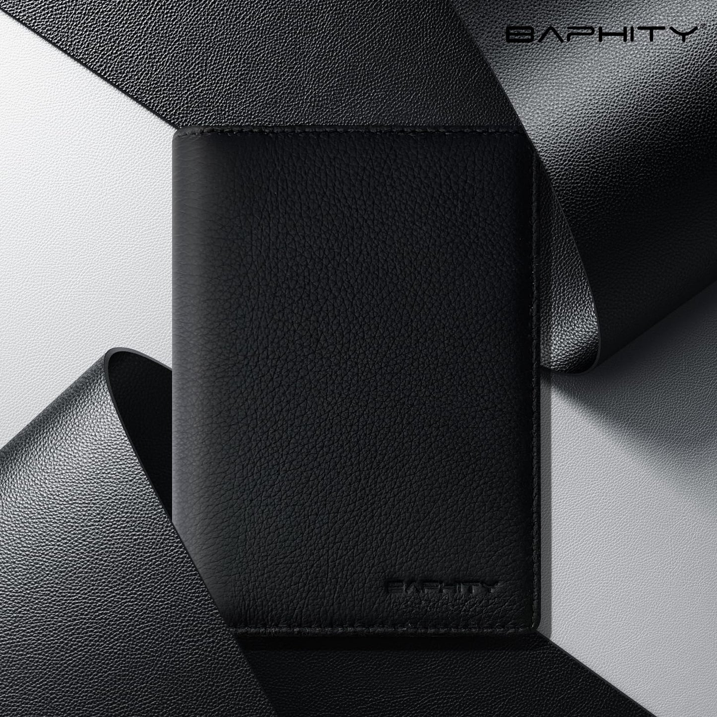 Genuine Leather Passport Holder Wallet Cover Gift for Women and Men-Gifts for Dad from Daughte-Travel Essentials Rfid Passport document Holder with Zipper Slot (Black)