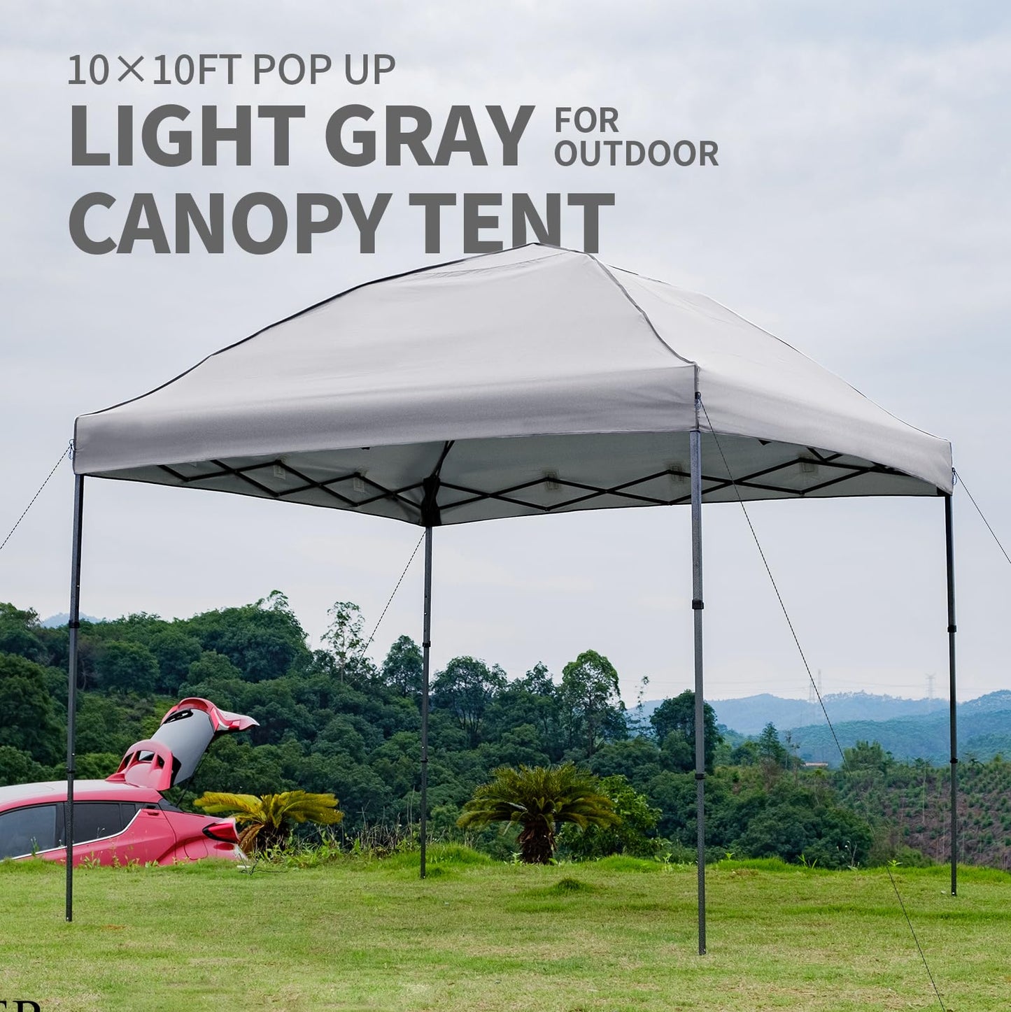 10x10 Pop Up Canopy Tent with 2 Sidewalls, Easy Up Canopy Outdoor Party Sun Shade Tent Portable Gazebo for Beach Camping Events with Carry Bag and 4 Sand Bags