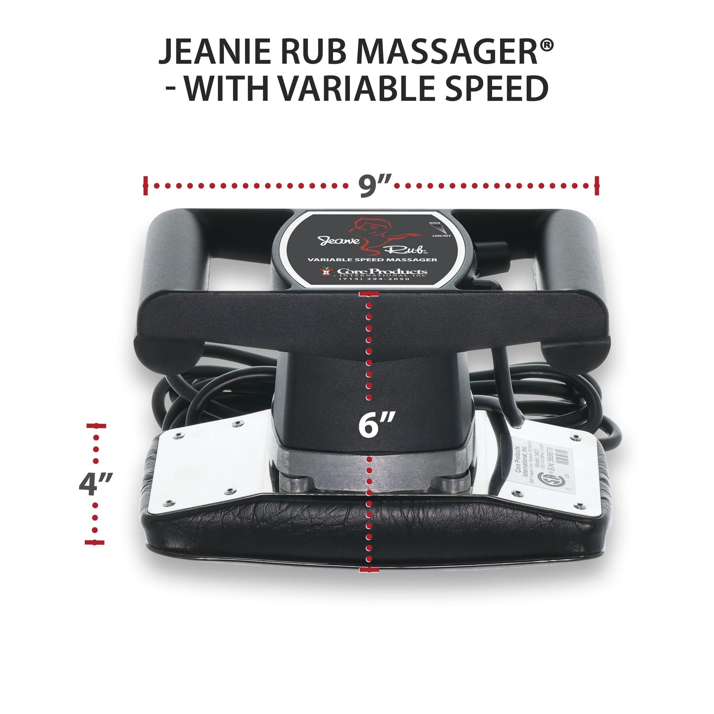 Core Products Jeanie Rub Variable Speed Massager, Deep Tissue Back Massager for Pain Relief, Body Massager for Shoulder Massage, Lumbar, Neck, Lower Back & Cellulite Massage
