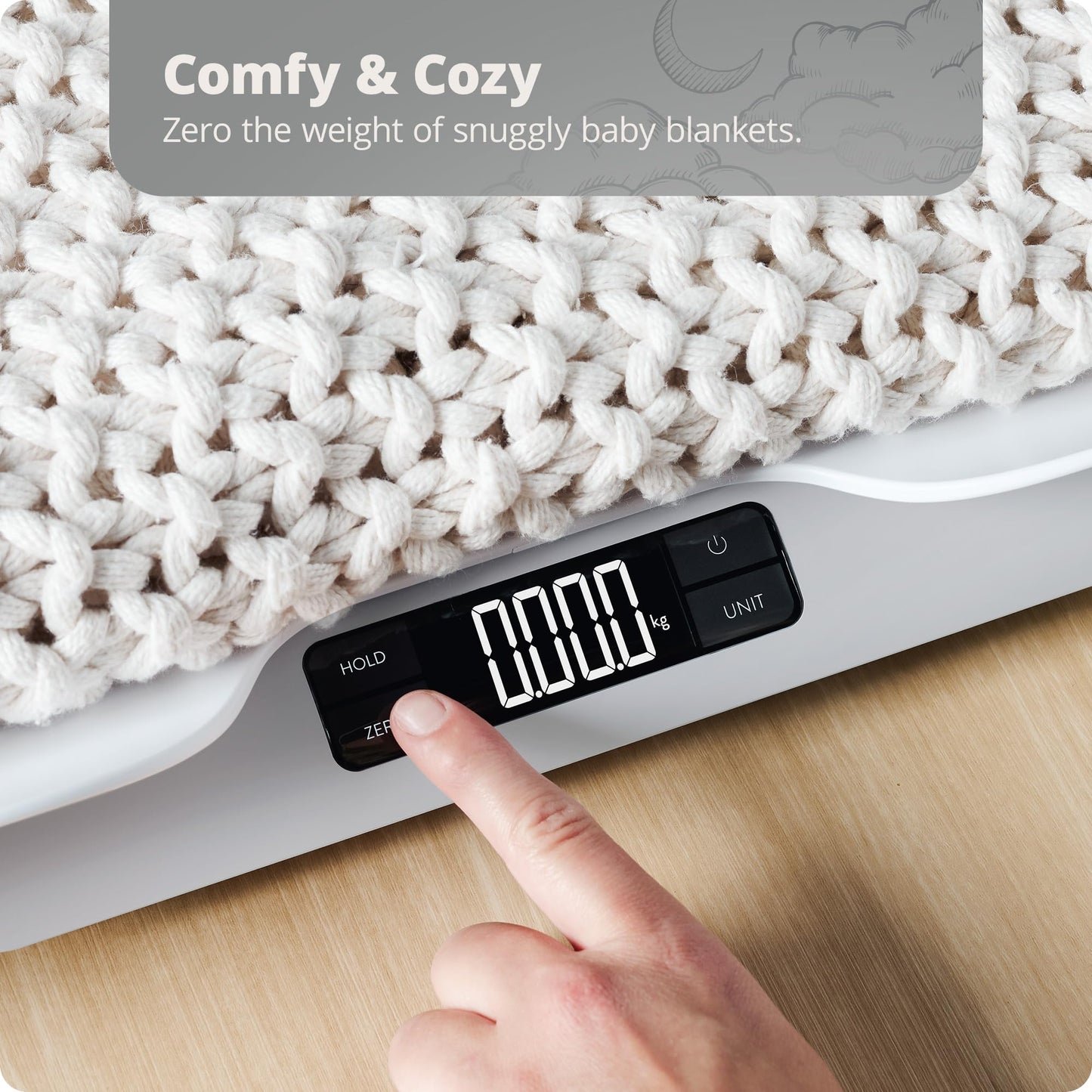 Greater Goods Digital Baby Scale with Tray – Accurate Infant & Toddler Weighing, Hold Function Helps with Baby Movement