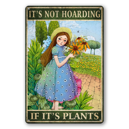 Garden Tin Sign Vintage Plants Wall Poster It's Not Hoarding If It's Plants Sign Fairycore Room Decor Metal Garden Wall Art Plant Posters For Room Aesthetic Gardening Signs 8x12 Inch