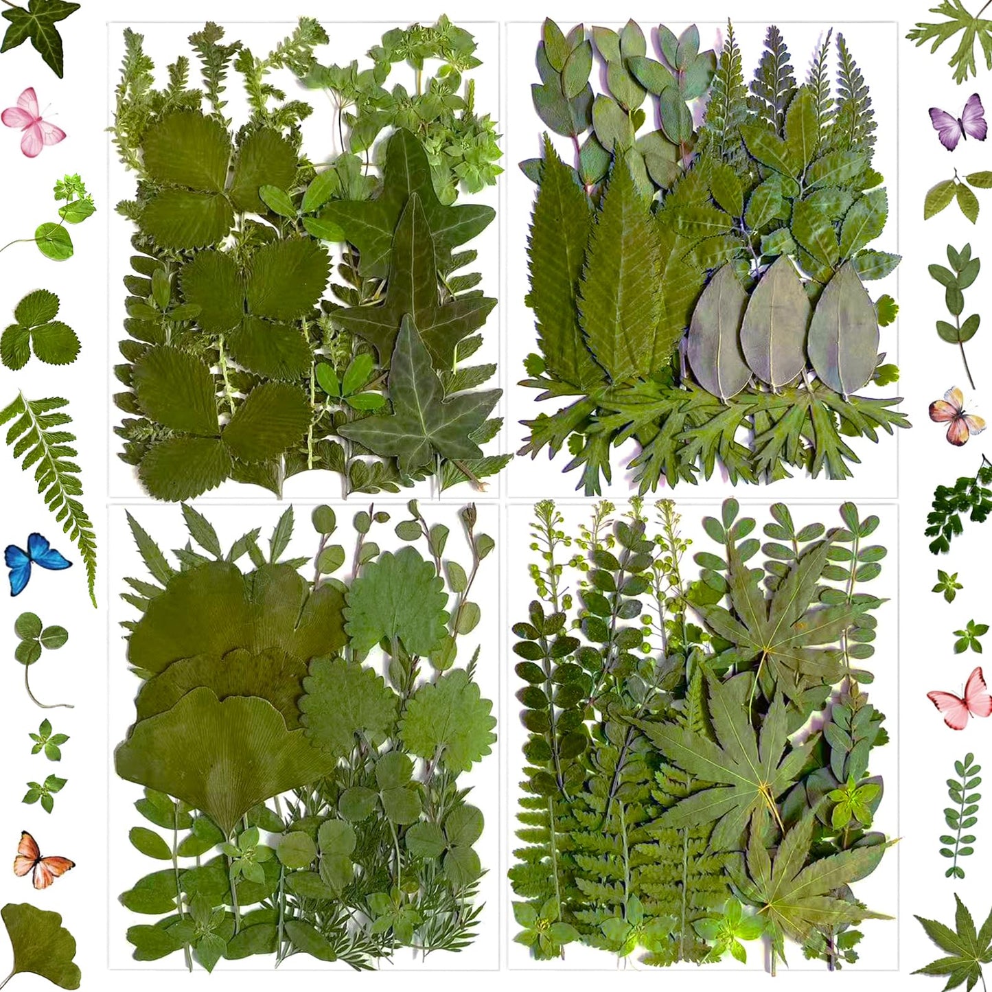 LUCISKY 136Pcs Pressed Dried Leaves and Butterfly for Resin Molds, Real Natural Flowers Stickers for DIY Art Crafts, Jewelry, Candle, Soap Crafts Making