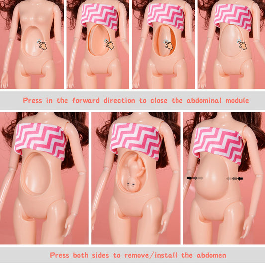 dollbie 3-Pack 11.5 inch Pregnant Dolls - Fashion Dolls with Interchangeable Pregnant and Normal Bellies - Includes 3 Dolls, 3 Dresses, 3 Babies