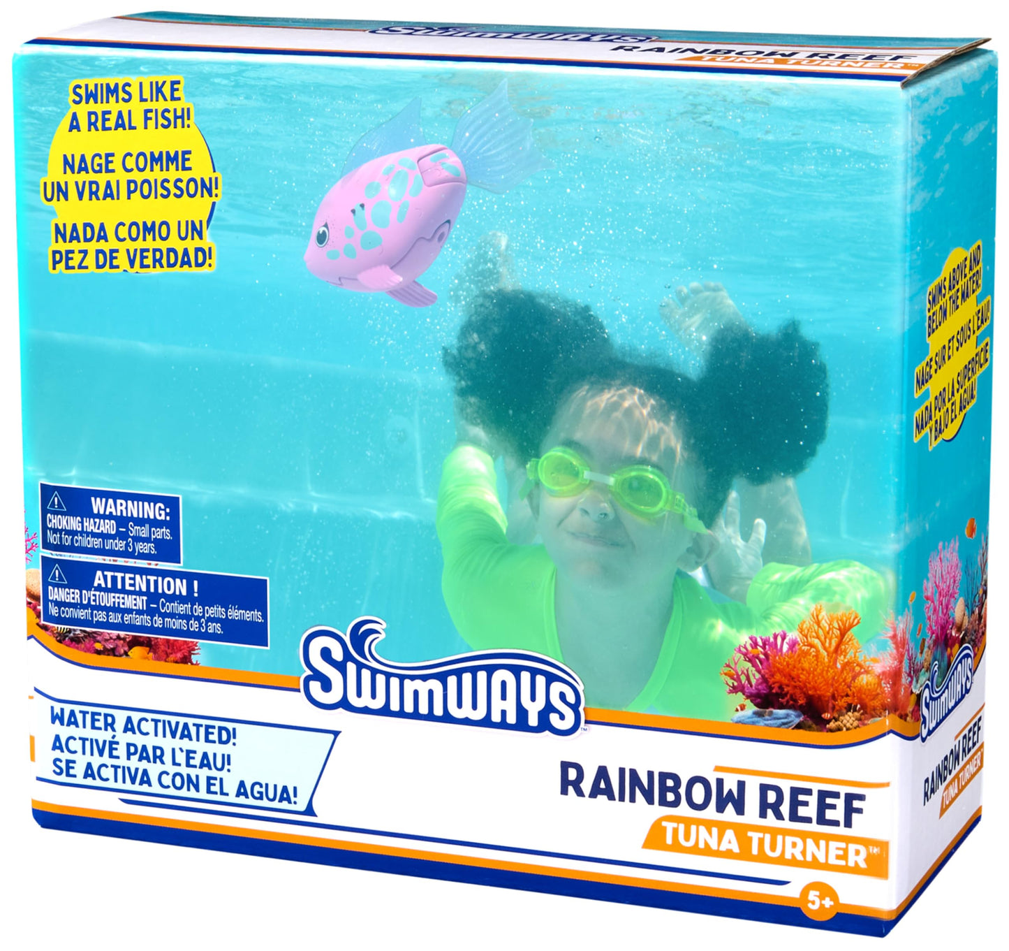 SwimWays Rainbow Reef Fish Toy, Kids Swimming Accessories & Water Toys, Learn to Swim Pool Toys for Kids Ages 5 & Up, Batteries Included, Tuna Turner