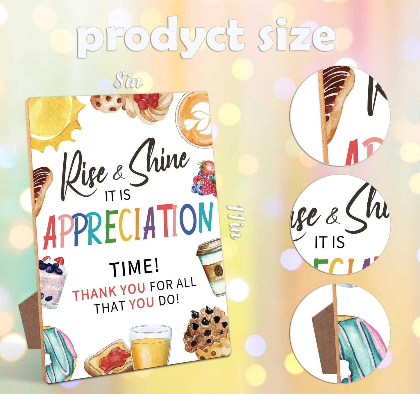 Breakfast Appreciation Sign, Rise and Shine Appreciation Decor, Appreciation Week Gift Table Decor, Employee Appreciation Sign Gift Pastor Teacher Doctor Retirement, Thank You Party Decoration