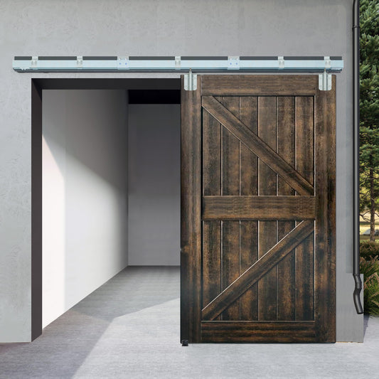 DIYHD 10FT Galvanized Steel Exterior Sliding Barn Door Hardware Kit, 10ft Wall Mount Heavy Duty Box Track for Outdoor, Fit Max Door Width 60in, MAX Load 300 lb (No Door)