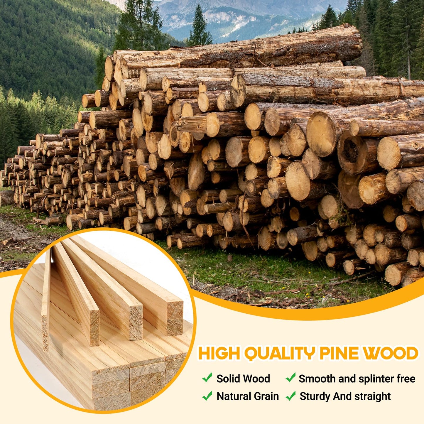 Wood Strips Slats for Wall, Square Wooden Dowels for Crafts 1/2"x 1" x 15", 10 PCS Wood Trim Planks for Crafting, Unfinished Pine Wooden Sticks Lumber Pieces for Woodworking Models Making Dollhouses