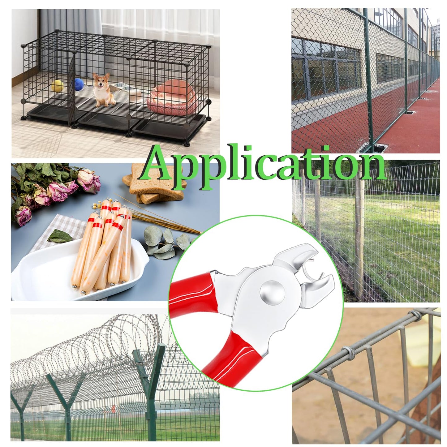 Ruibapa 285 pcs Hog Rings with Straight Hog Ring Pliers Kit 3/4" 1/2" 3/8 "Galvanized Hog Rings for Animal Pet Cages、Ropes、Bagging、DIY Craft、Furniture