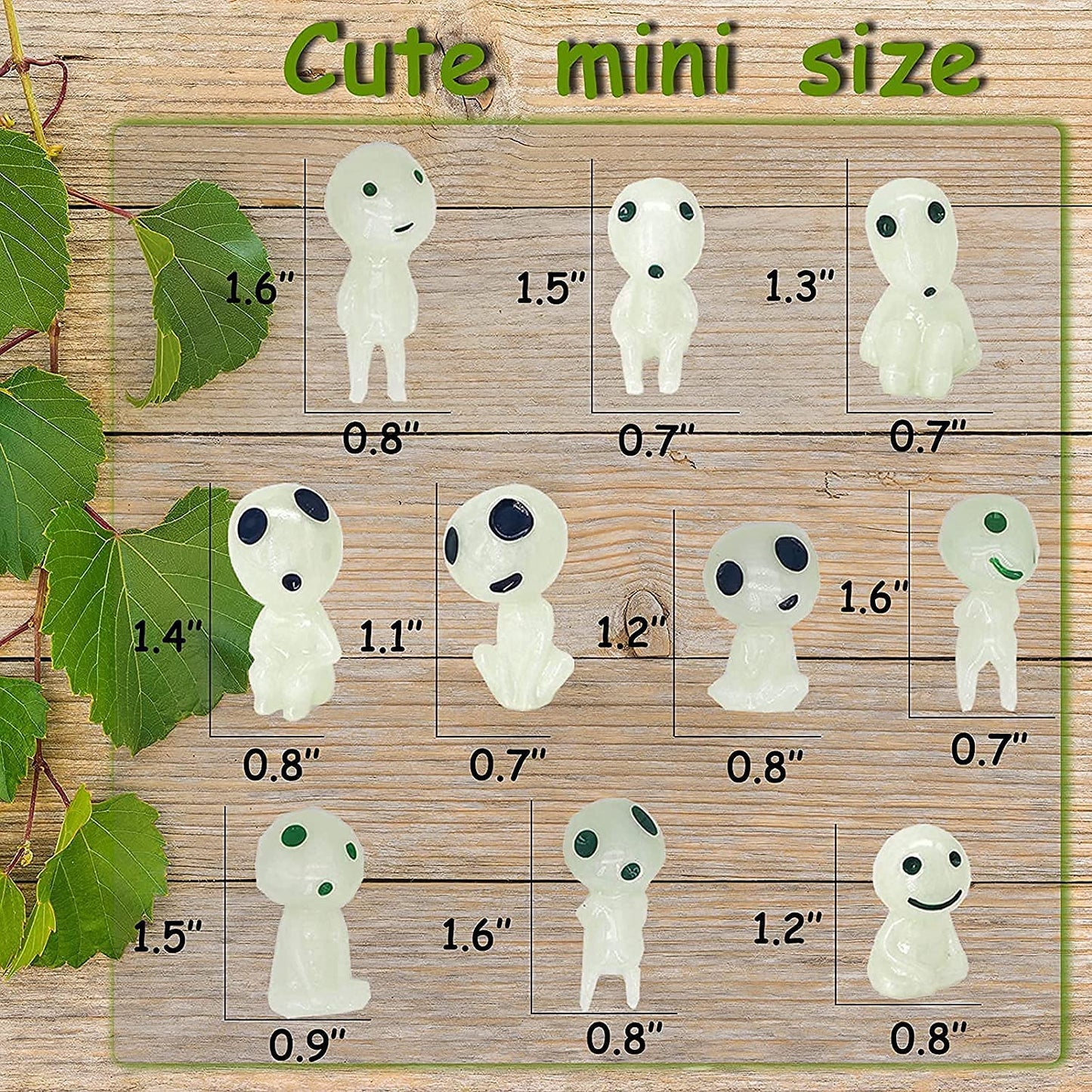 POPKER 20Pcs Glow in The Dark Tree Elves, Fairy Garden Accessories, Mini Luminous Ghost Gnomes, Miniature Landscape Decorations, Lawn Yard Patio Plant Decor, Terrarium Kit, Gift