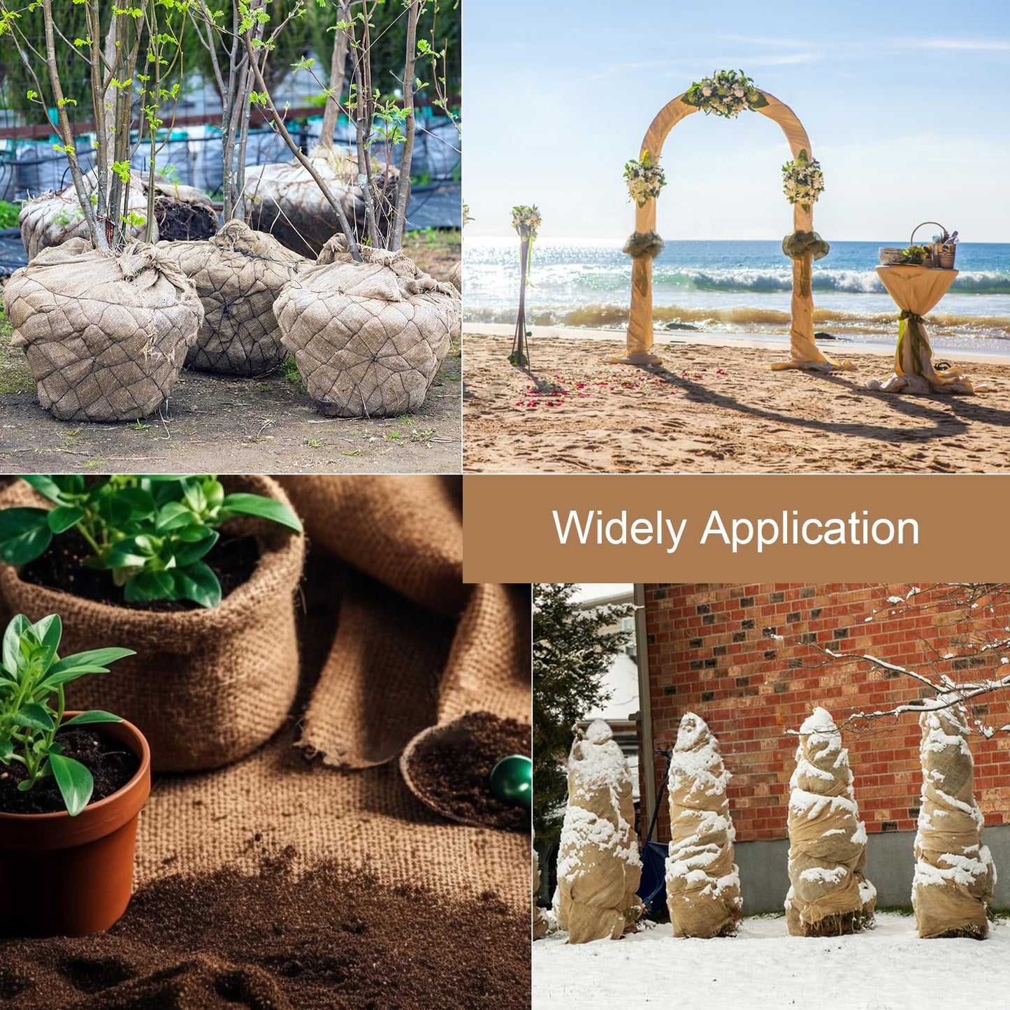 Wukfuiui 40" x50 Feet Burlap Fabric Natural Burlap Roll Multipurpose Burlap Tree Wrap Premium Weed Barrier Erosion Jute Fabric for Gardening, Weddings, Crafts & Holiday Decor – Wedding Aisle Runner