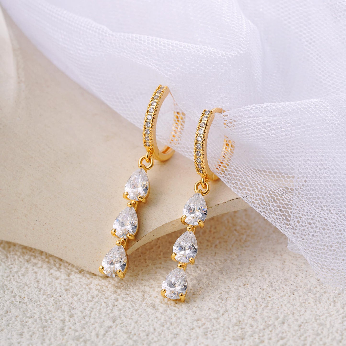 Treasure Bender Gold Hoop Earrings for Women 14k Gold Plated Diamond Huggie Earrings Hypoallergenic Cubic Zirconia CZ Drop Dangle Earrings Dainty Statement Earring Jewelry for Women Trendy Gift