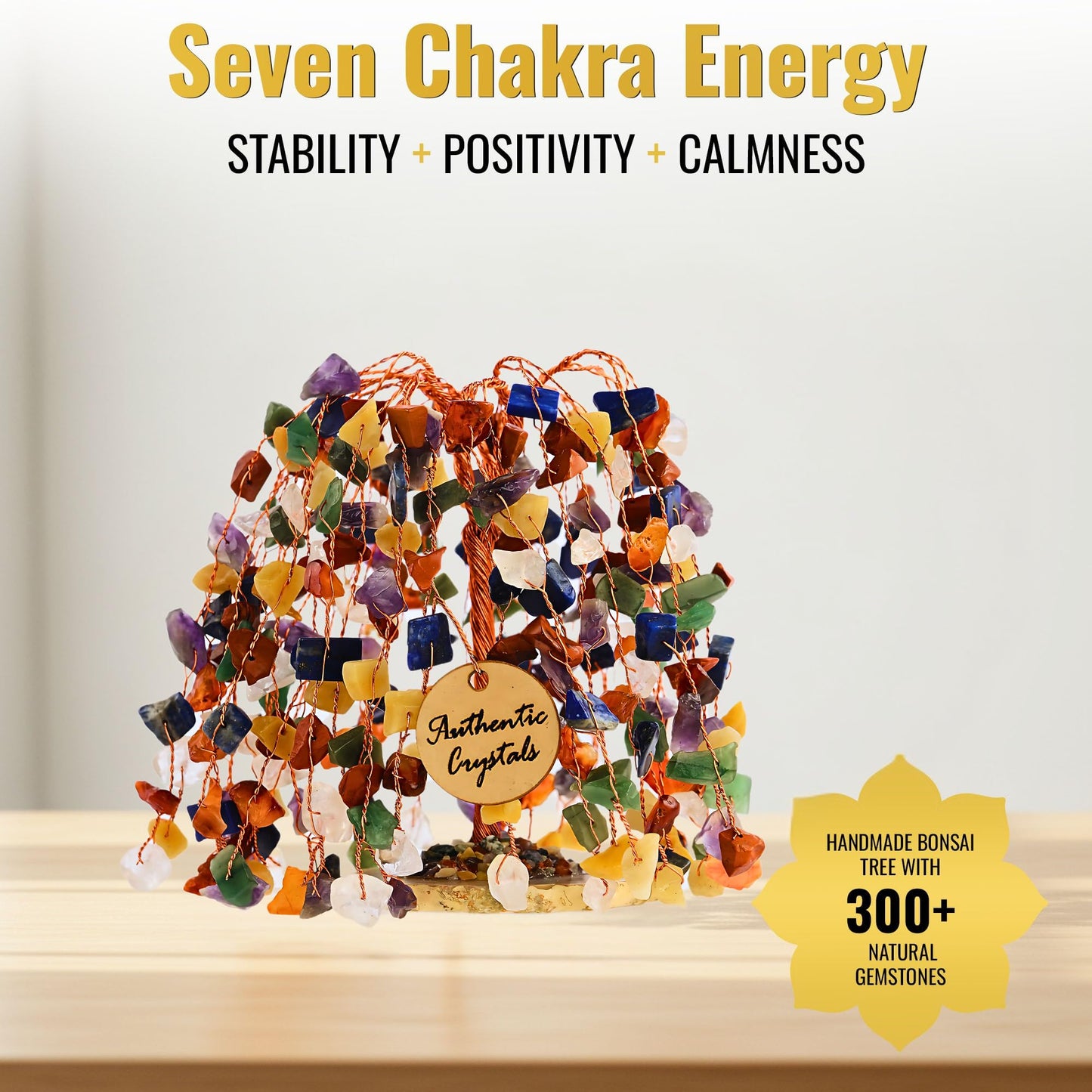 ANAYA AGATE 7 Chakra Tree of Life Feng Shui Crystal Tree for Home Décor, Wealth, Luck & Protection, Spiritual Reiki Healing Bonsai for Positive Energy Gift, Meditation & Manifestation Decor
