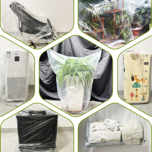 2 Pcs Large Winter Plant Cover Freeze Protection with Drawstring-70.8’’x82.7’’ Clear Plastic Plant Cover Bags Winter Plant Frost Bags ,Plant Shelter Coverings for Outdoor Garden Shrubs Fruit Trees