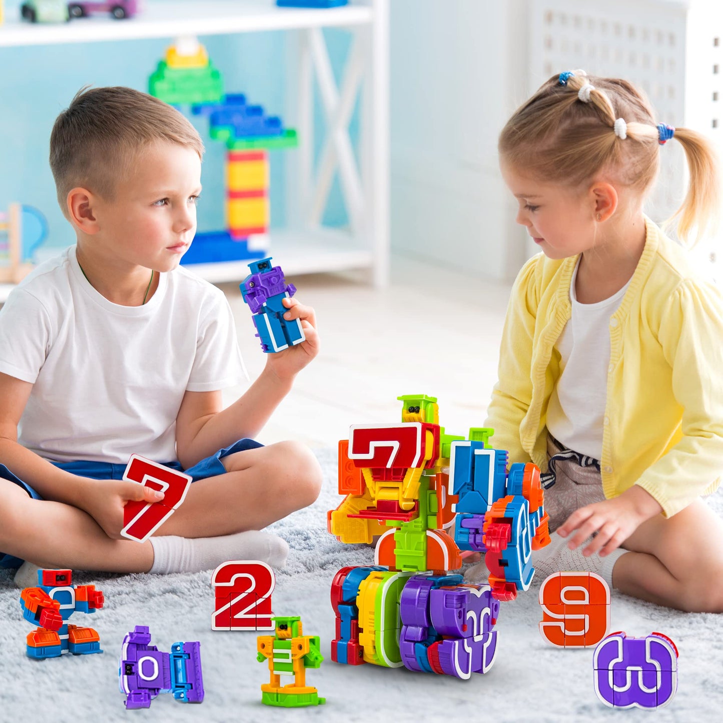 Lydaz 10 Pcs Number Robots Toys for Kids, STEM Educational Learning Action Figure Toys, Number Blocks Bots, Action Figures Toy, Preschool Math Toy, Birthday Gifts for Boys Girls 3 4 5 6 Years Old