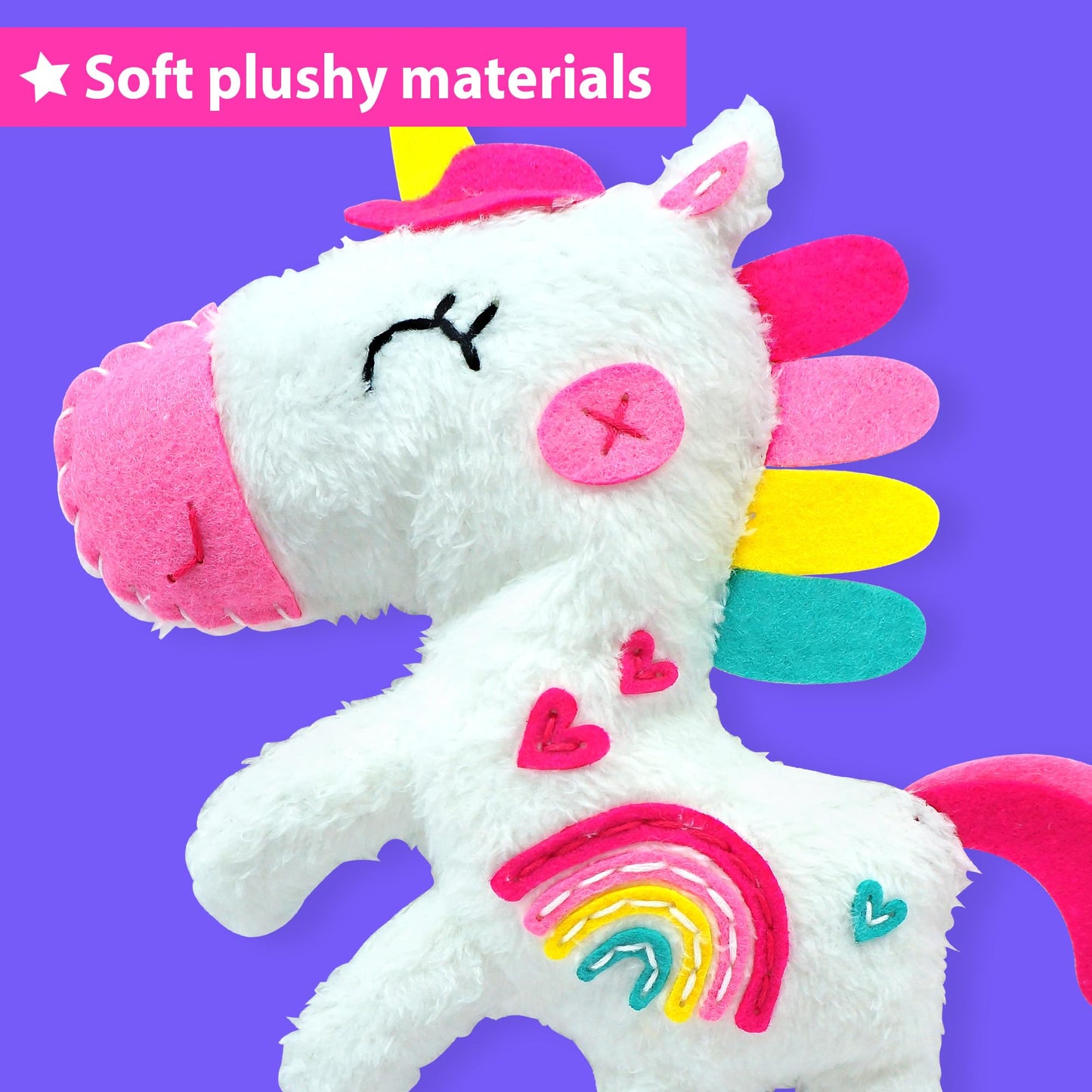 KRAFUN My First Sewing Kit for Kids Ages 6-10 Beginners | Learn to Sew Unicorn Stuffed Animal | Premium Thick Felt | Craft Gift for Girls & Boys