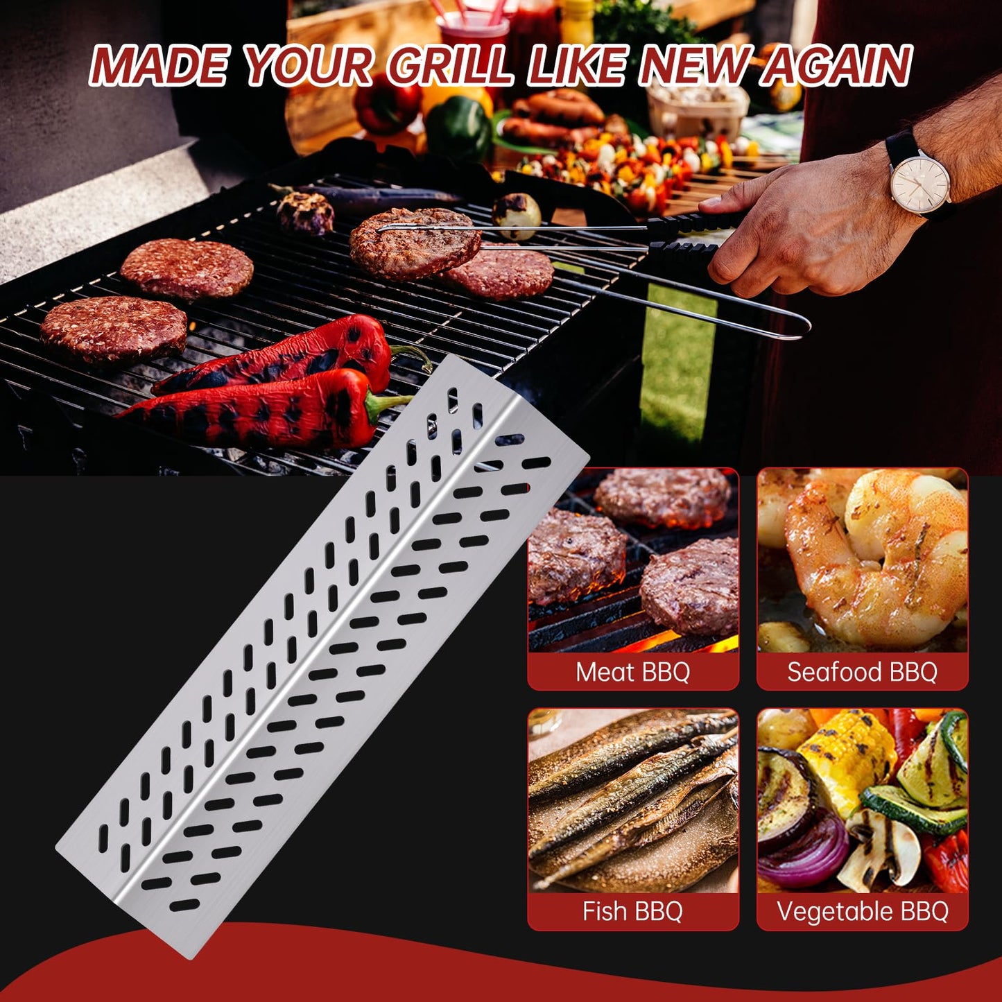 Cozilar 16GA Grill Heat Plates 9MM 16517 Grill Grates for 16631 16520 Bull Grill Replacement Parts, BBQ Bull Angus 4 Burner 47628 47629, Bull Outlaw 26038 26039, Steer Premium 69008, Lonestar 87049