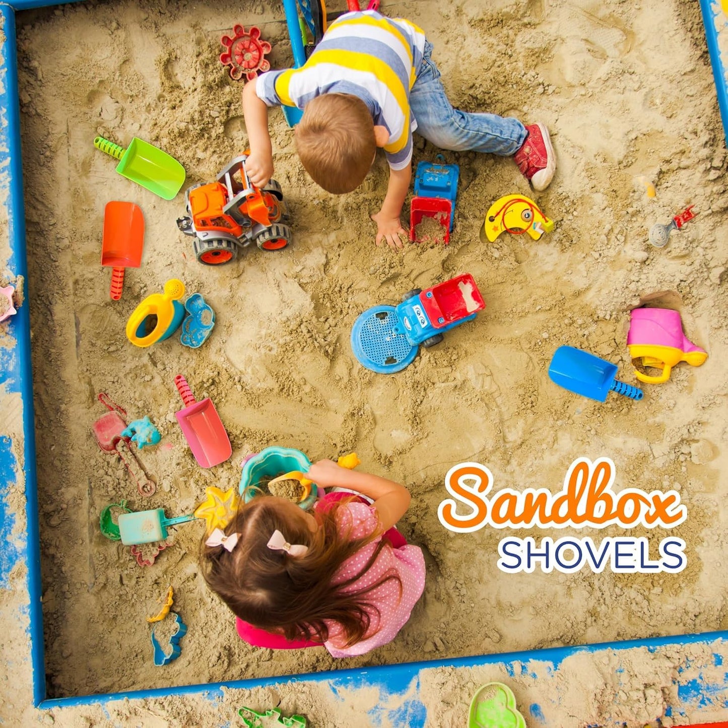4E's Novelty Sand Shovel for Kids Bulk, 12 Pack Heavy Duty Plastic Beach Shovels - for Planting, Toddler Digging & Garden Tool, Sandbox Toys, End of Year Student Gifts from Teacher