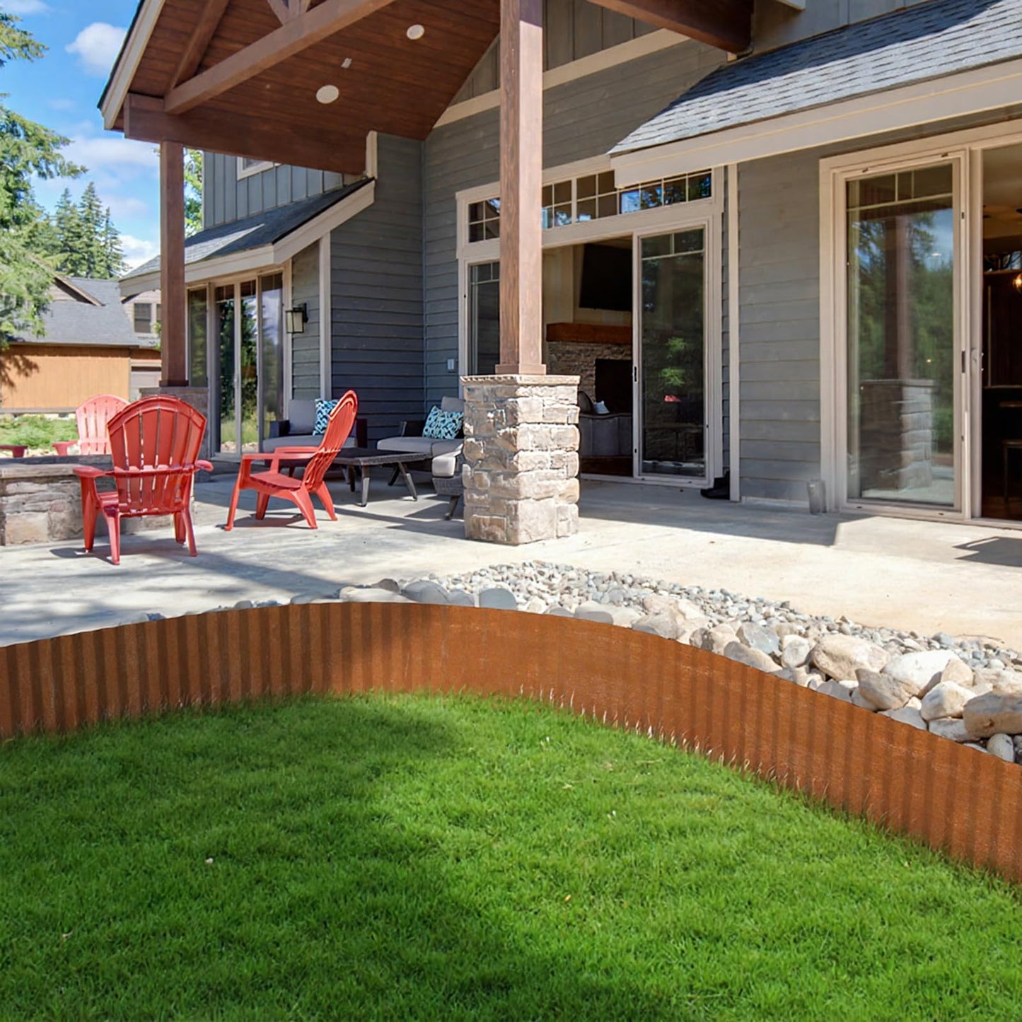 Gardenaire Corten Steel Corrugated Metal Garden Edging, 8"×50Ft Landscape Edging Border,Flexible Garden Edging Border for Perfect DIY Flower Beds,Lawn and Landscaping Borders