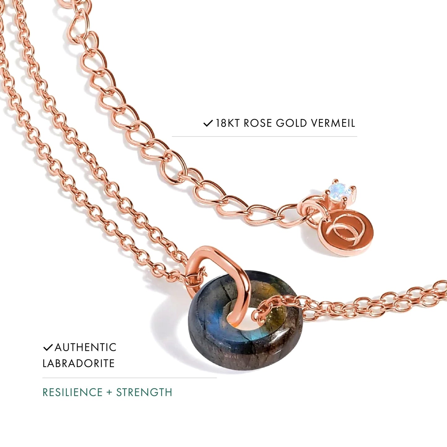 Moon Magic Authentic Moonstone Necklace for Women | Onyx, Labradorite, Black Obsidian Necklaces/Real 925 Sterling Silver |18k Rose and Yellow Gold Enchanted Crystal Necklace for Women/Genuine Jewelry