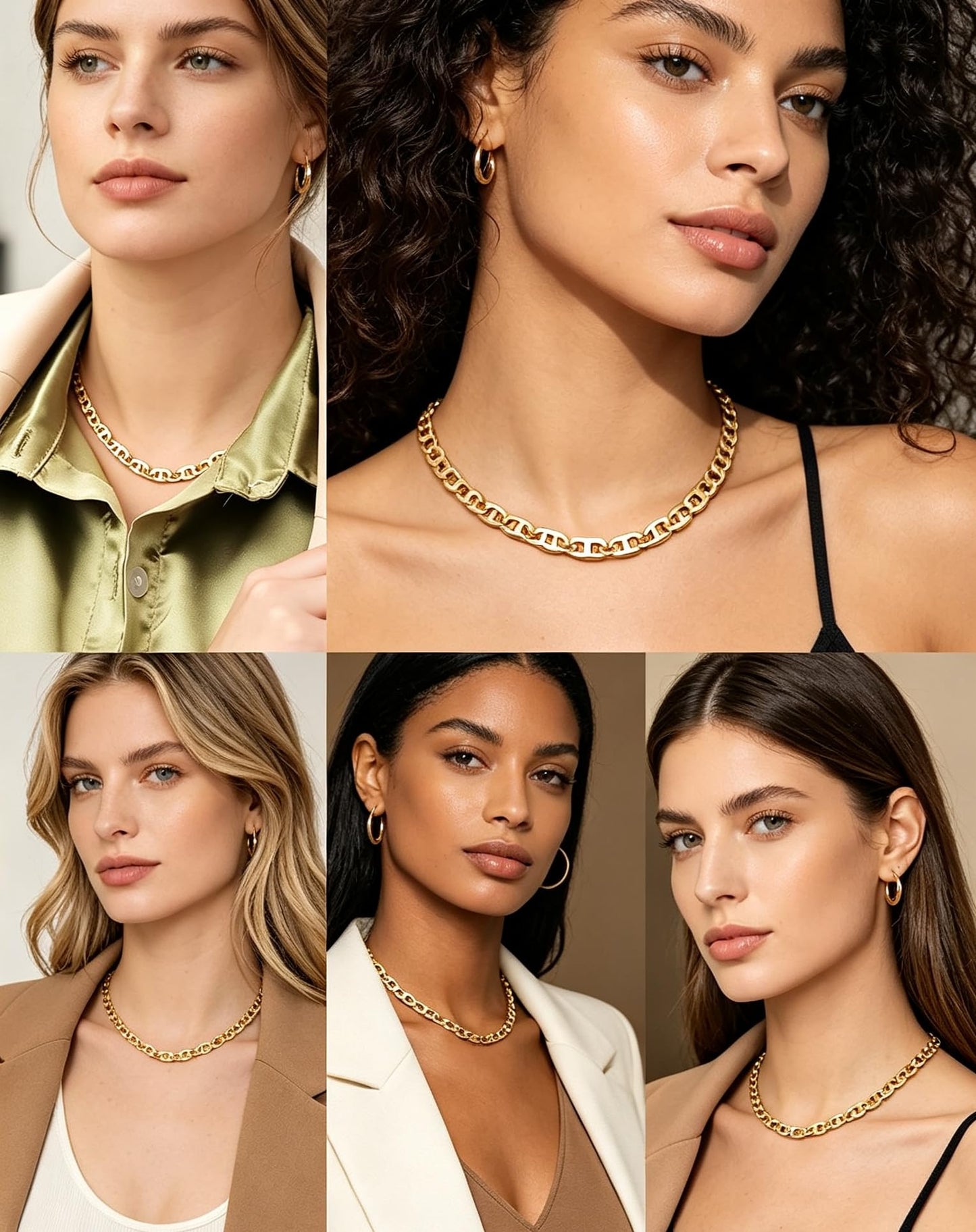 Milan Chiva 14K Gold Chunky Plated Snake Chain Necklace for women, Dainty Trendy Non Tarnish Charm Stacked Necklaces Fashion Jewelry for Women MNS-1031GD