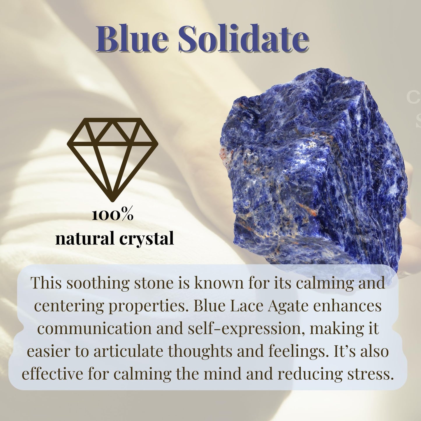 XIANNVXI Blue Solidate 1.8-2.2" Large Raw Crystals and Healing Stones Natural Rough Crystal Rocks for Decor Gifts Tumbling Cabbing Polishing Fountain Rocks 1PCS