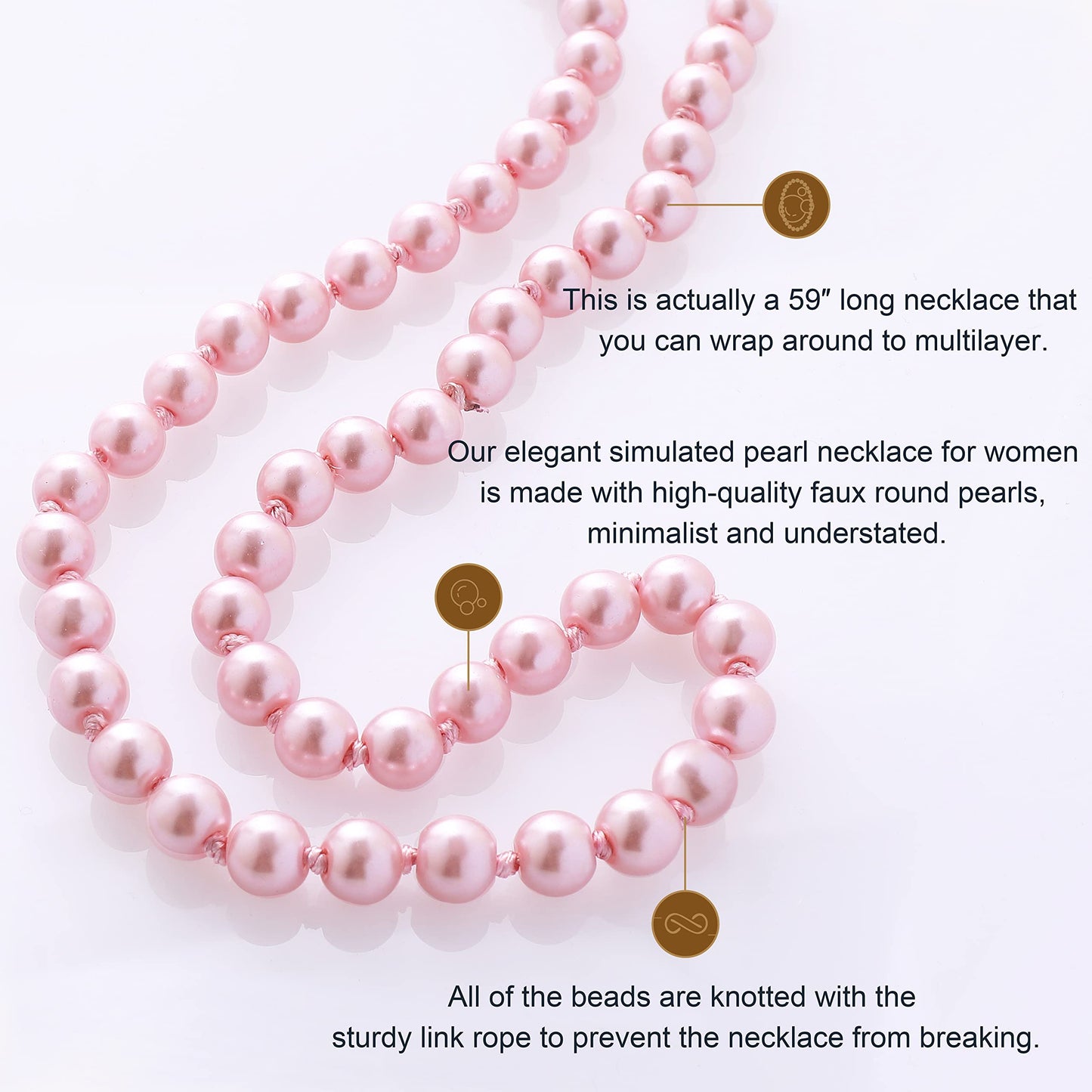 BABEYOND Long Pearl Necklace Faux Pearls Necklace Set Beaded Long Pearls Necklace 1920s Gatsby Costume Jewelry