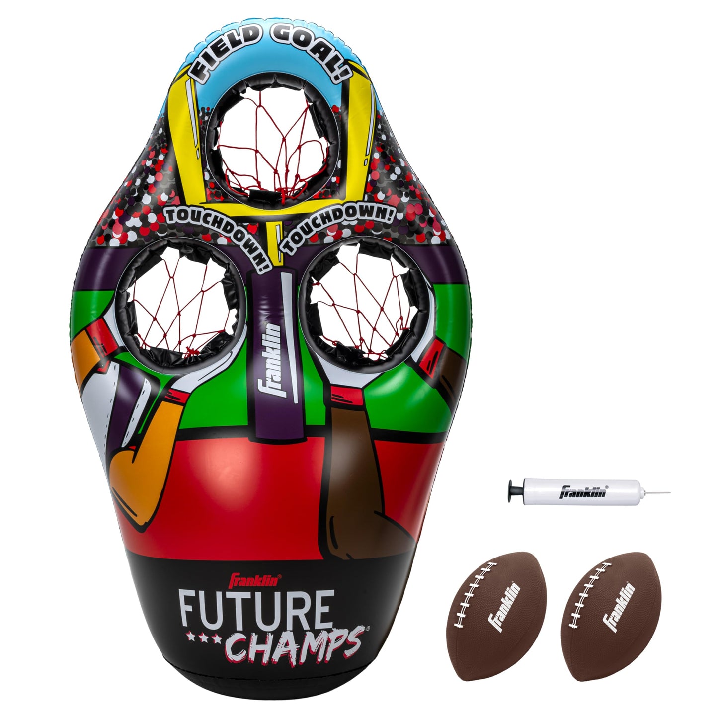 Franklin Sports Kids Football Target Toss Game with 3 Target Holes - 2 7.25" Footballs Included with Pump - 45" Tall
