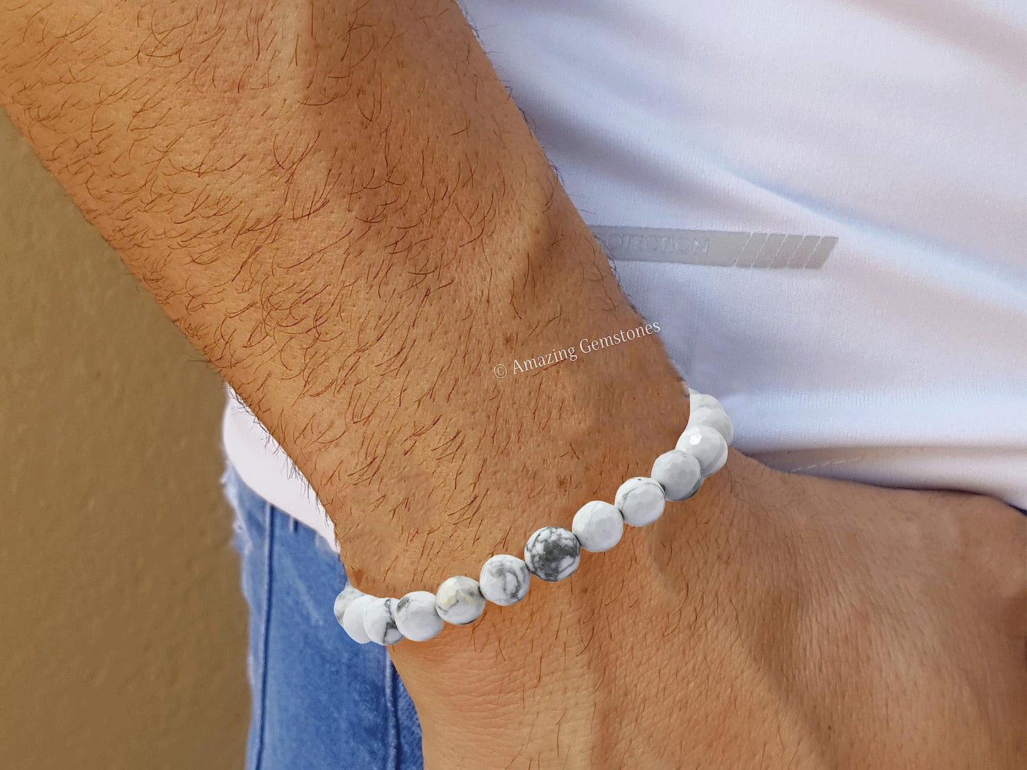 Amazing Gemstone Howlite Bracelet for Women - Chakra Mens Bracelet Protection Crystals and Healing Stones - Blessing Spiritual Meditation Gift Christmas Stocking Stuffers