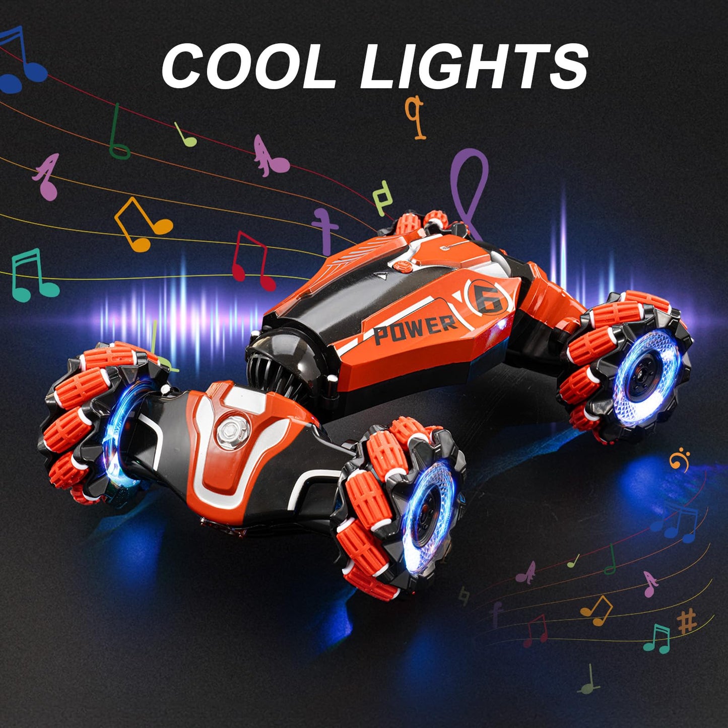 YEMIAI Gesture Sensing RC Stunt car, 4WD Drive Watch Remote-Controlled Vehicle, Bidirectional Drifting Off-Road Vehicle with Music and Lights Toys for Boys,Presents for Kids 4-12 Old