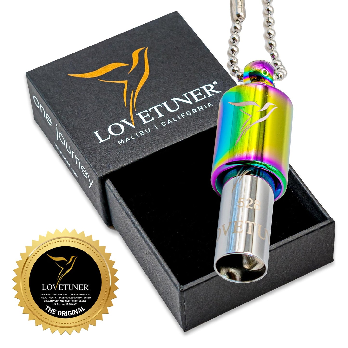 Lovetuner 528Hz Breathing Necklace for Stress Relief, Mindfulness & Meditation | Sound Healing Whistle for Anxiety, Focus, Calm & Relaxation | Emotional Wellness, Inner Peace & Balance Necklace | Ball Chain, Viola