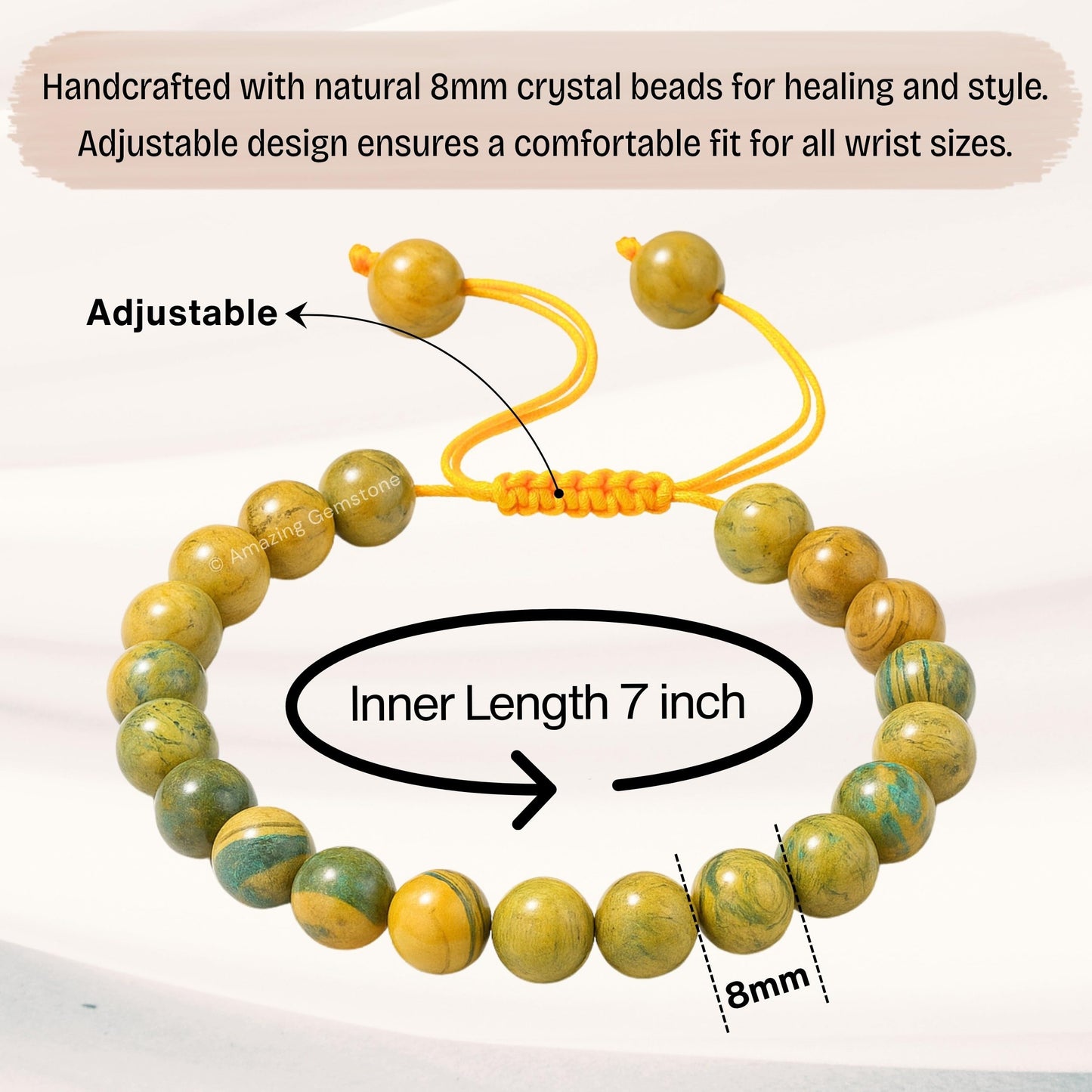 Amazing Gemstone Muscovite Bracelet for Women Men's Gifts - Protection Healing Crystal Bracelet - 8mm Gemstones Beaded Adjustable Bracelet Pulseras Para Hombres Mujer Stocking Stuffers