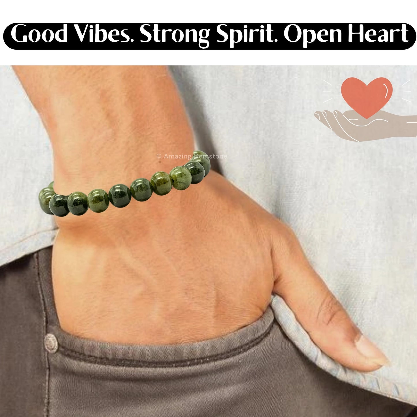 Amazing Gemstone Chrome Diopside Bracelet, Gifts For Men & Women - Protection Healing Crystal Bracelet - 8mm Gemstone Beaded Adjustable Bracelet, Pulseras Para Hombres Mujer Stocking Stuffers