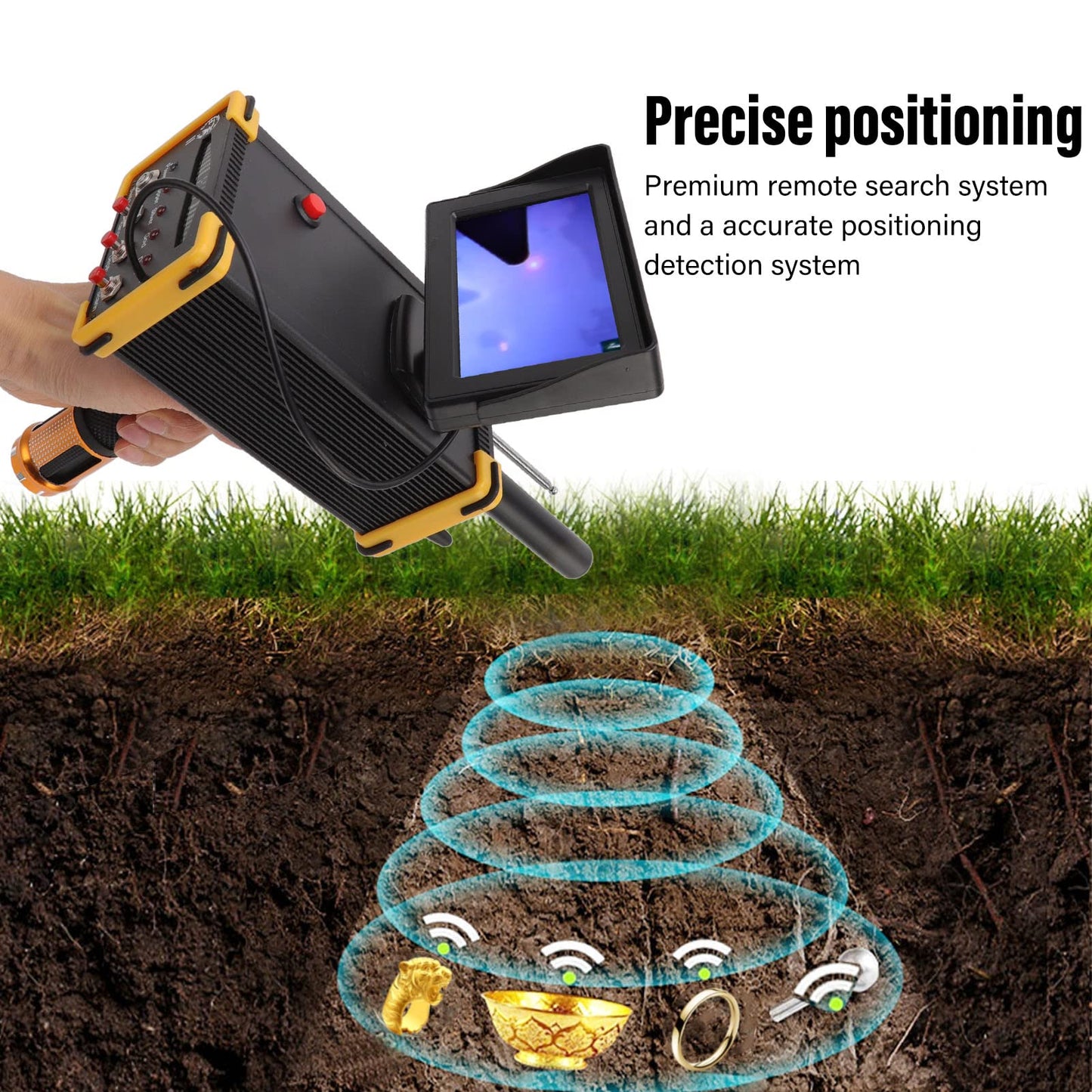 Metal Detector Scanner Device 15m Deep Professional Gold Finder Underground Location Detecting Identifying Machine with Search Range 1000m 100‑240V (US Plug)