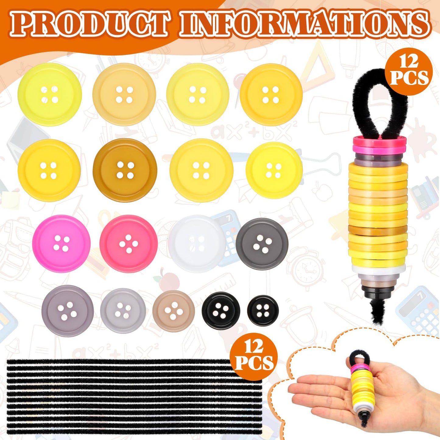 12 Sets Preschool Graduation Craft Kits 2026 Grad Pencil Button Ornament Back to School Hanging Ornament for Classroom First Day of School Student Teacher Appreciation Party Decor