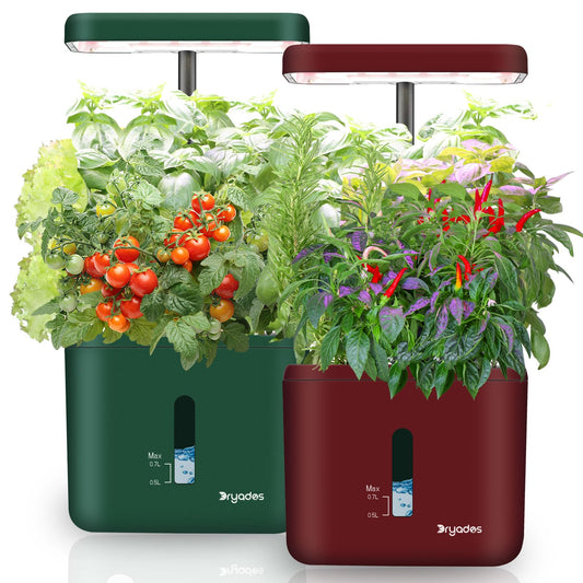 DRYADES 2-Pack Indoor Planting System Smart Soil Growing Kit with 17-W LED Grow Light Automatic Timed Watering Planters Gift for Friends/Women (No Seeds&Soil)