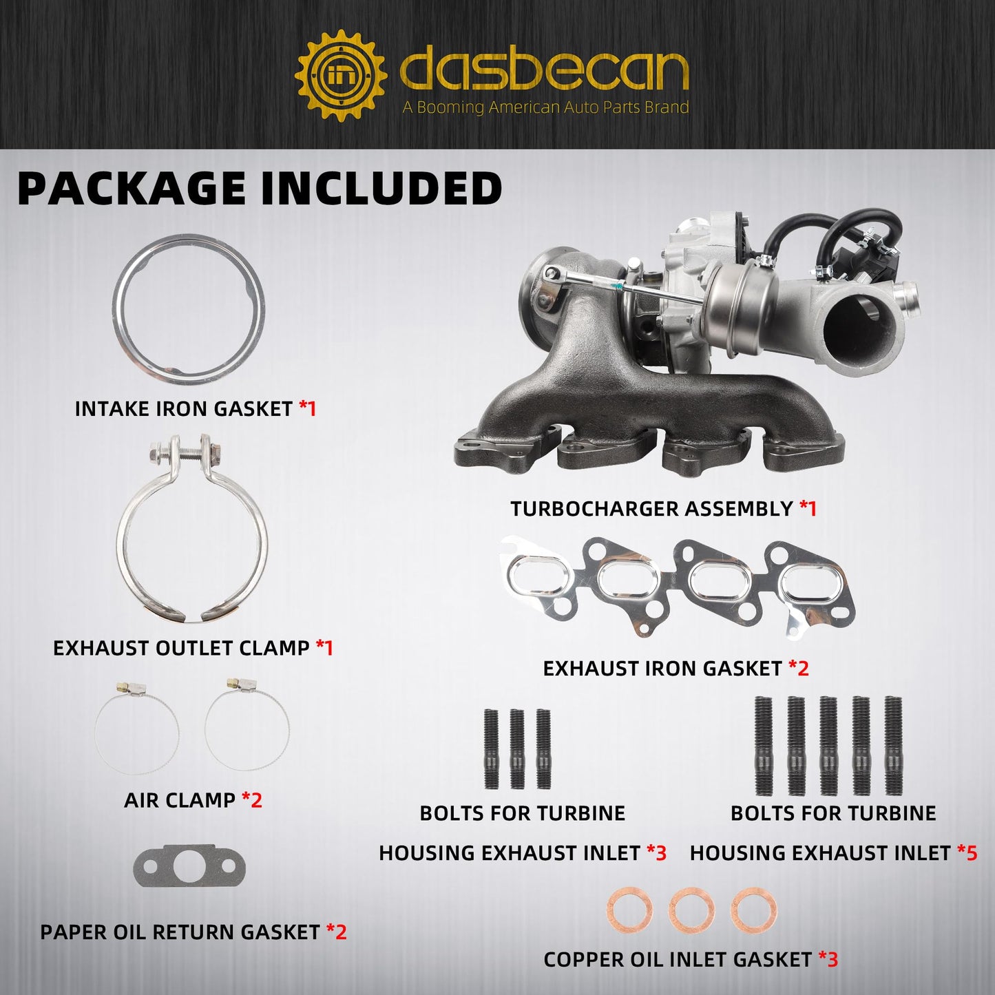 Dasbecan Turbo Charger Kit Compatible with Chevy Cruze Sonic Trax 1.4L 2011-2020, Buick Encore 1.4L 2013-2018, Turbocharger with Gasket Replace# 667-203 55565353 GT1446 781504-5004
