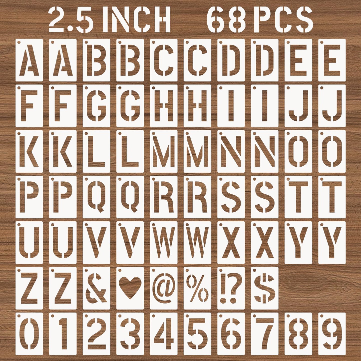 DZXCYZ 2.5 Inch Letter and Number Stencils, 68 Pcs Reusable Plastic Alphabet Spray Paint Stencils for Painting on Wood, Wall, Fabric, Rock, Signage, Door Porch, DIY Art Projects