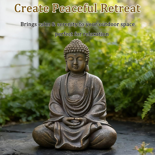 Aifeorzo 9.8" Buddha Statue Outdoor, Resin Garden Buddha Statue, Buddha Statues Indoor for Home Decor, Buddha Garden Statues Zen Decor for Yard, Patio, Lawn