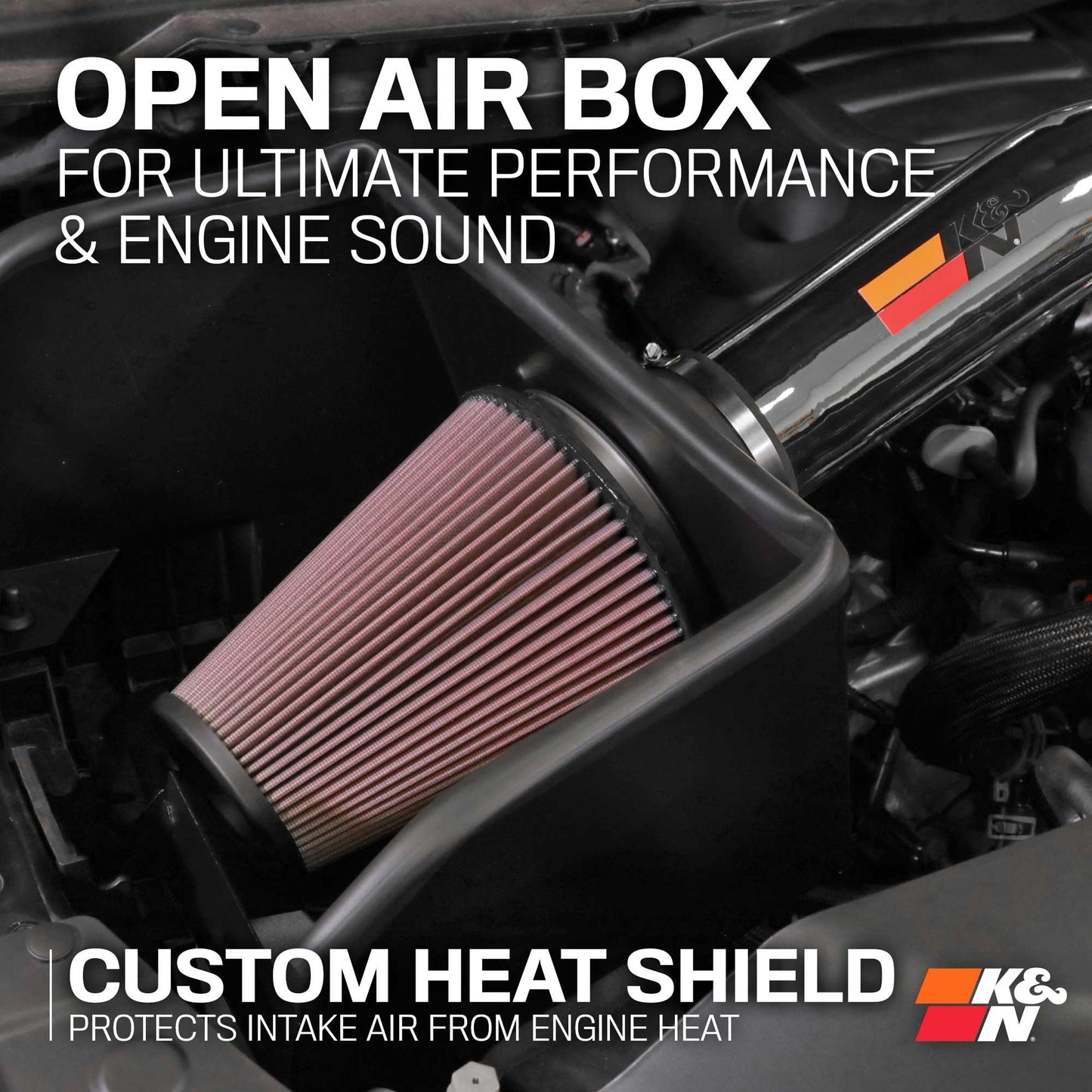 K&N Cold Air Intake System: High-Flow Air Filter, Increase Performance & Towing: Compatible with 2019-2024 RAM 1500, 77-1578KP