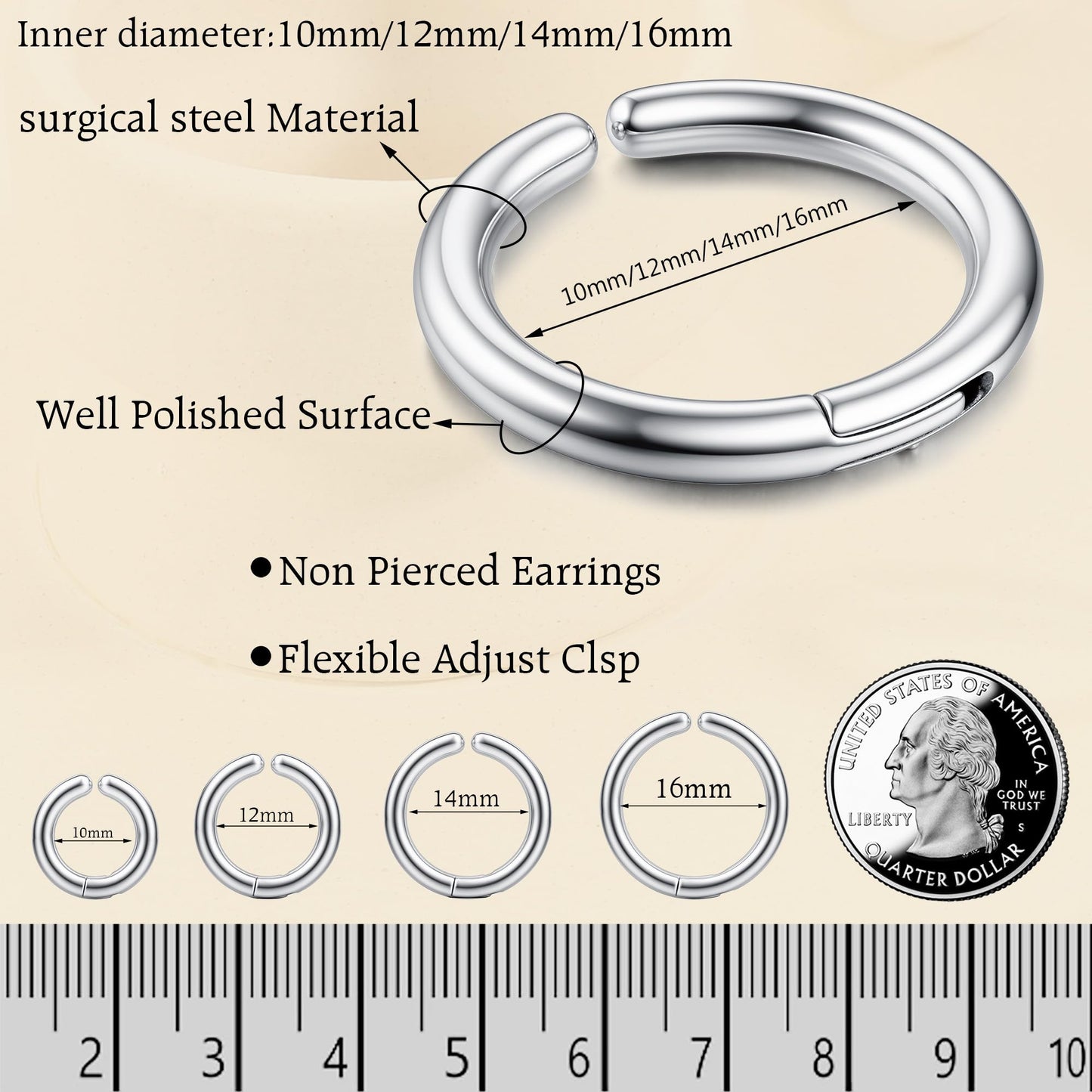 YADOCA 8 Pieces Clip On Earrings For Men Women Non-Piercing Fake Earrings Stainless Steel Clip On Hoop Earring Cool Earrings Ear Clips Set for Gifts, HZHENG-YADC-WLY25-menclip-S
