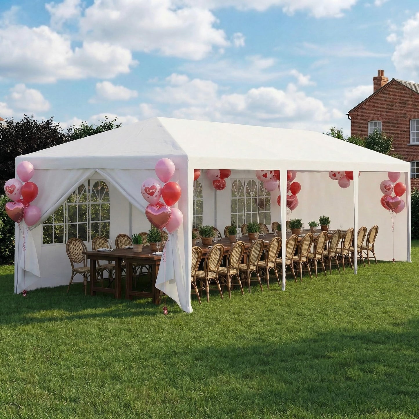 HOTEEL 10x30 FT Party Tent Outdoor Canopy Tents for Parties with 8 Removable Sidewalls, Carpas para Fiestas Waterproof for Gazebo Large Backyard Shelter Patio White Wedding Event Tent BBQ