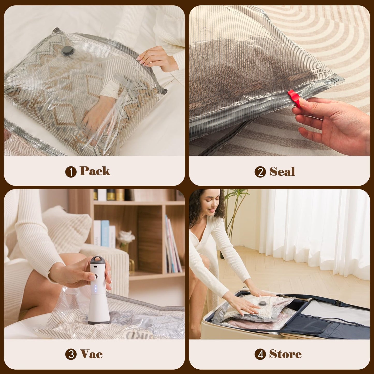 Vacbird Vacuum Bags for Travel with Rechargeable air Pump, Carry-on Size Compression Packing Bags for Luggage and Suitcase, Space Saver for Clothes and Clothing 9 Combo Travel Size