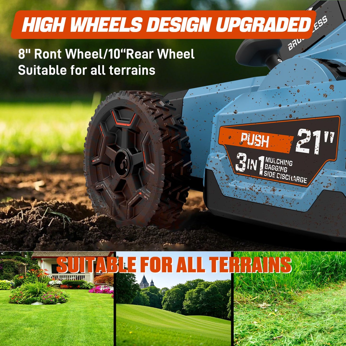 SENIX X6 60 Volt Max* 21-Inch 3-in-1 Cordless Push Lawn Mower, with Bagging, Mulching, and Side Discharge, Height Adjustment, Smart Display, 6Ah Lithium-ion Battery & Charger Included (LPPX6-H)